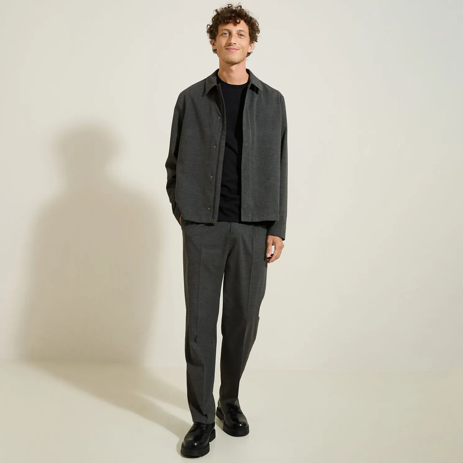 Brede, flanellen broek met plooien