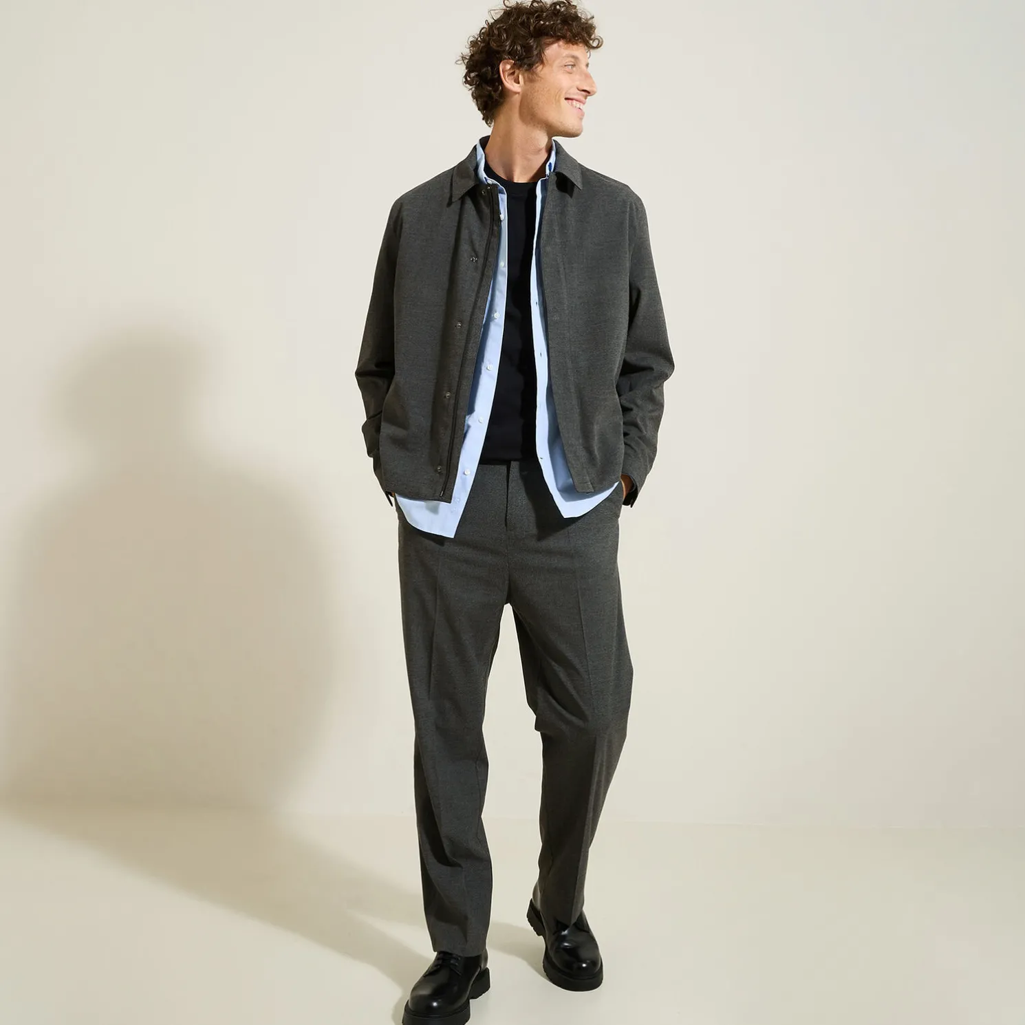 Brede, flanellen broek met plooien