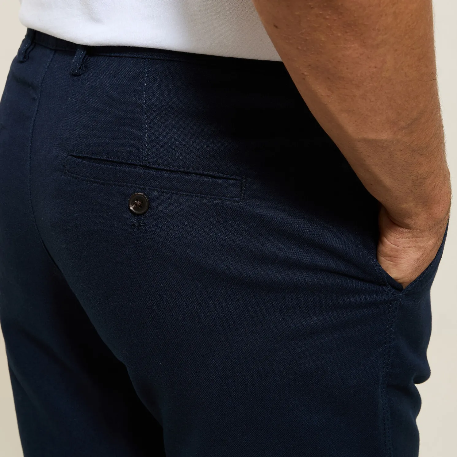 Broek in katoen en linnen met trekkoord