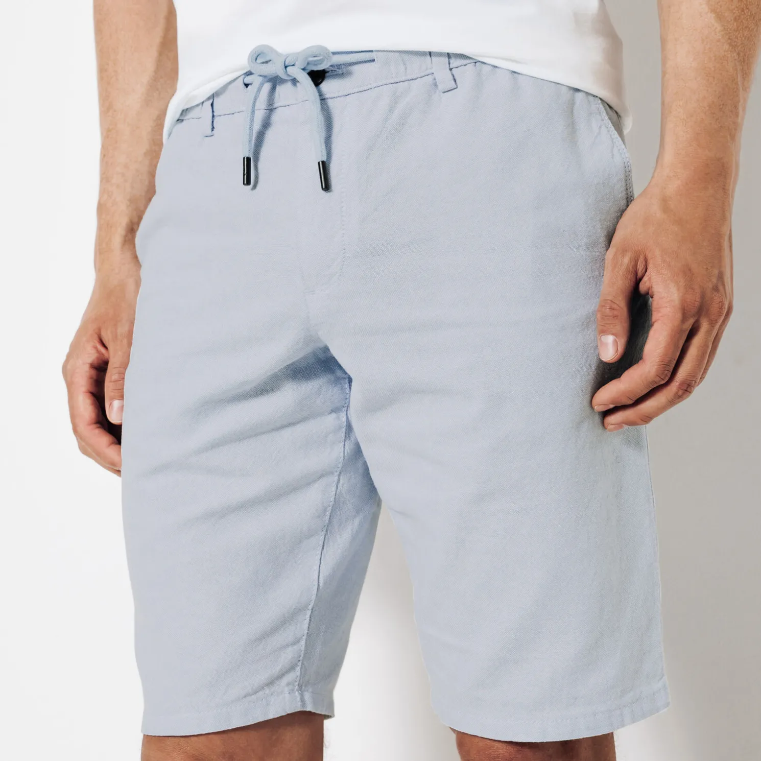 Effen bermuda in katoen en linnen