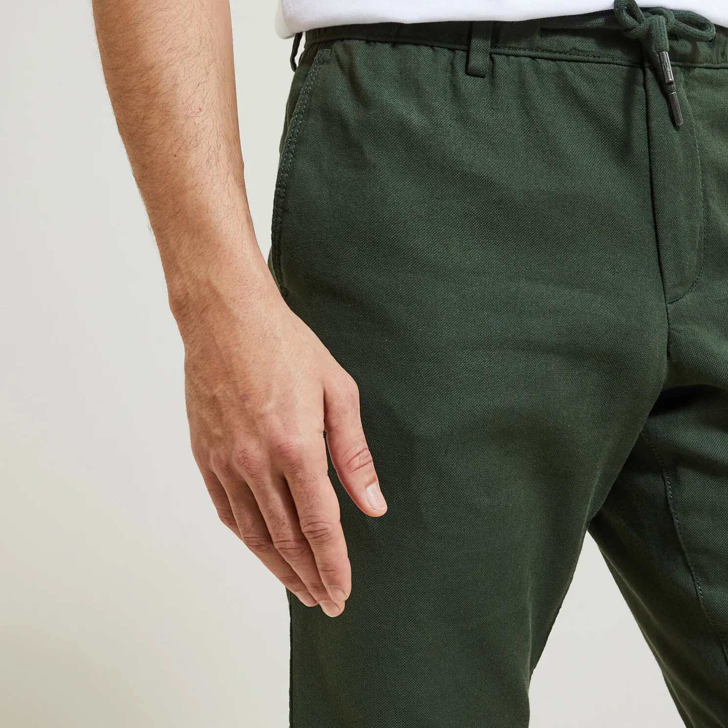 Effen bermuda in katoen en linnen