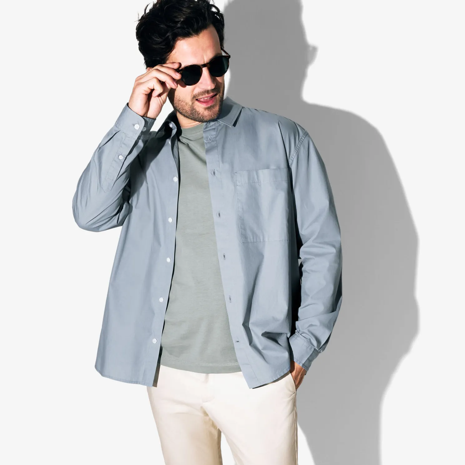 Effen katoenen overhemd