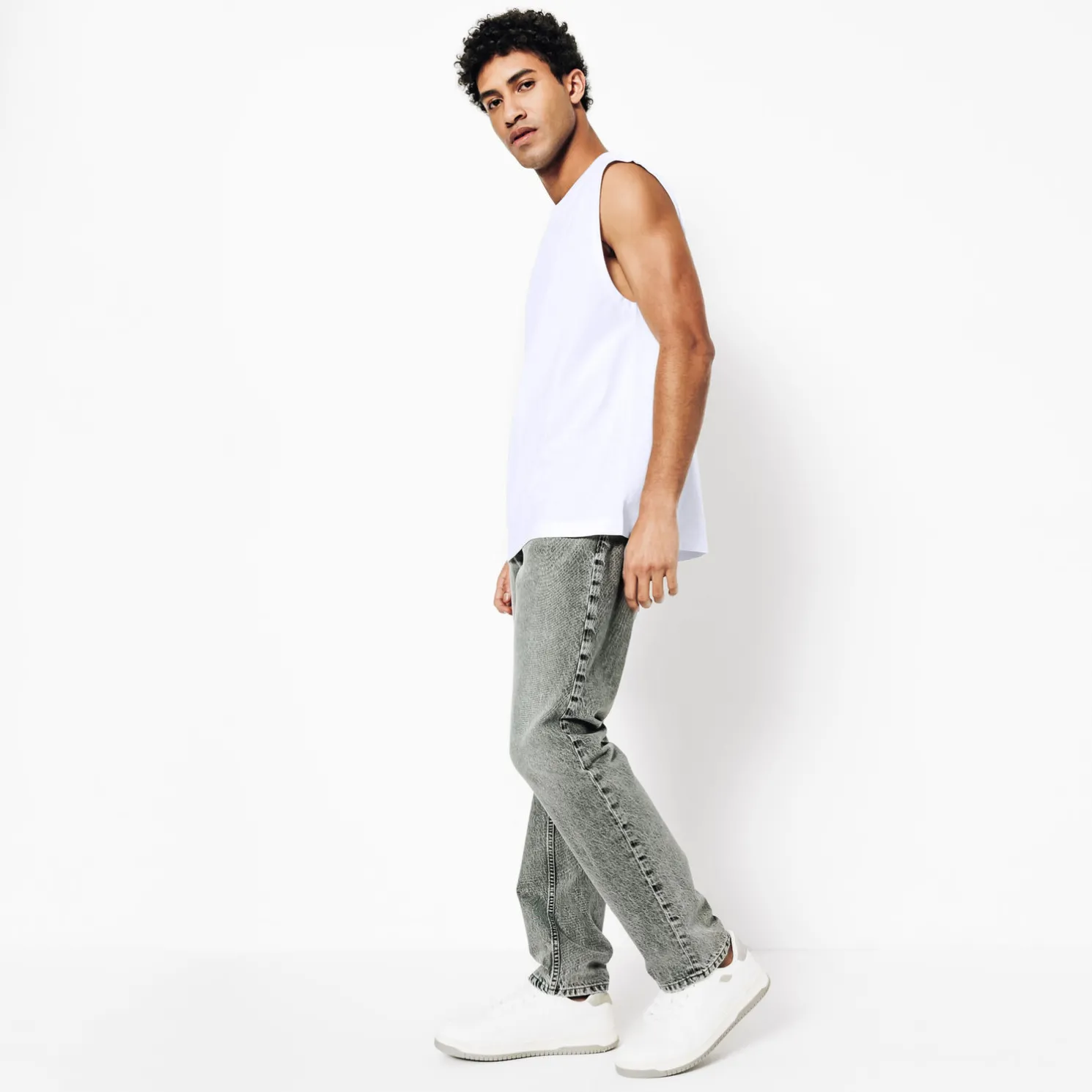 Effen mouwloos hemdje met ronde hals in katoen