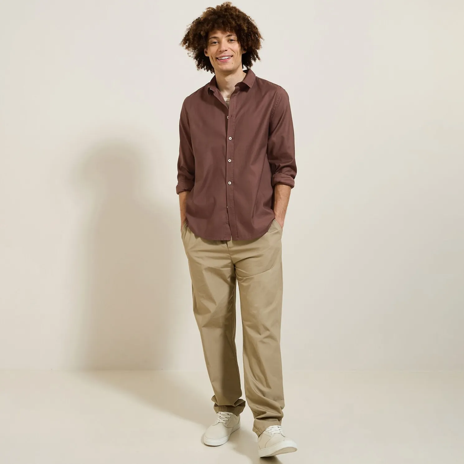 Effen overhemd in piquékatoen