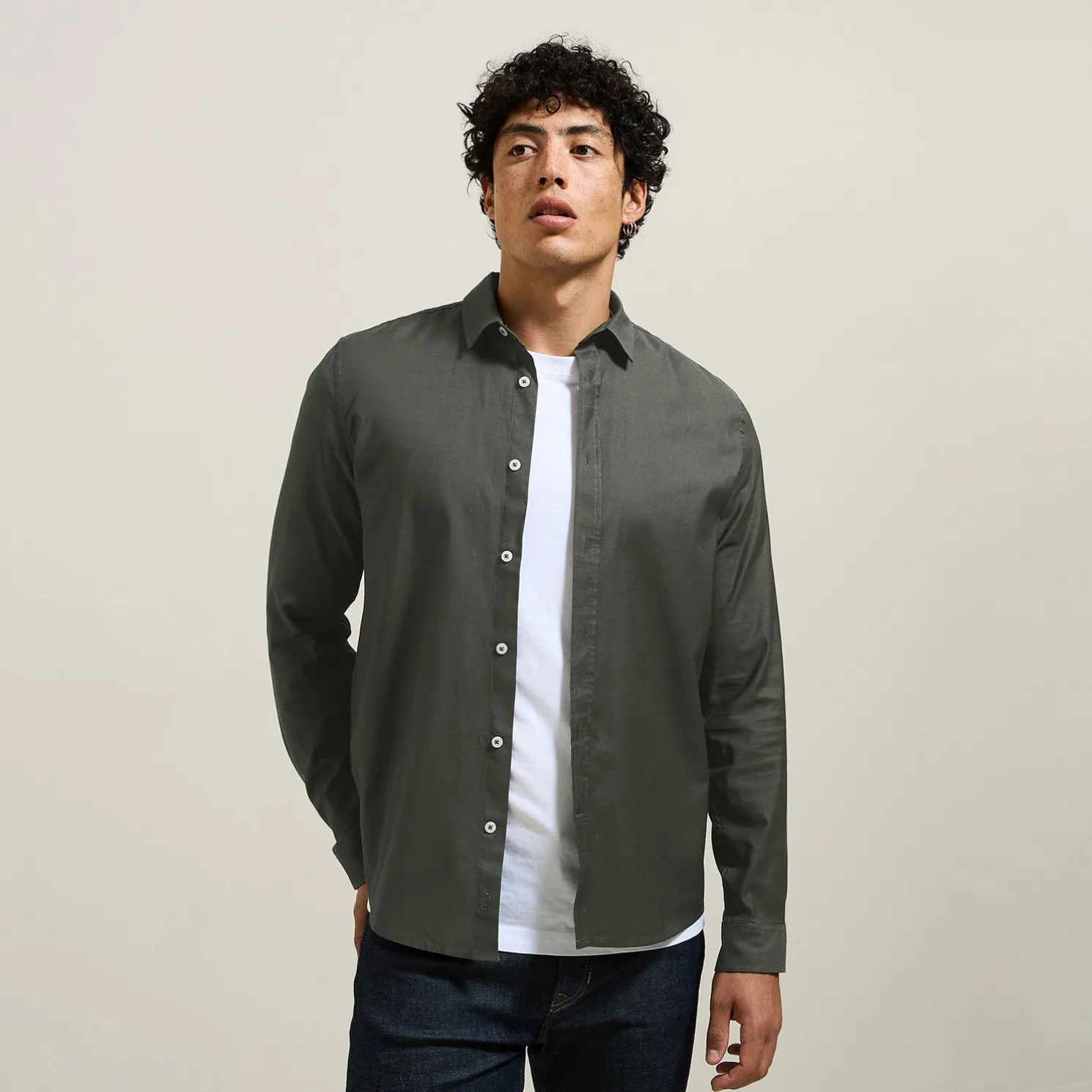 Effen overhemd in piquékatoen