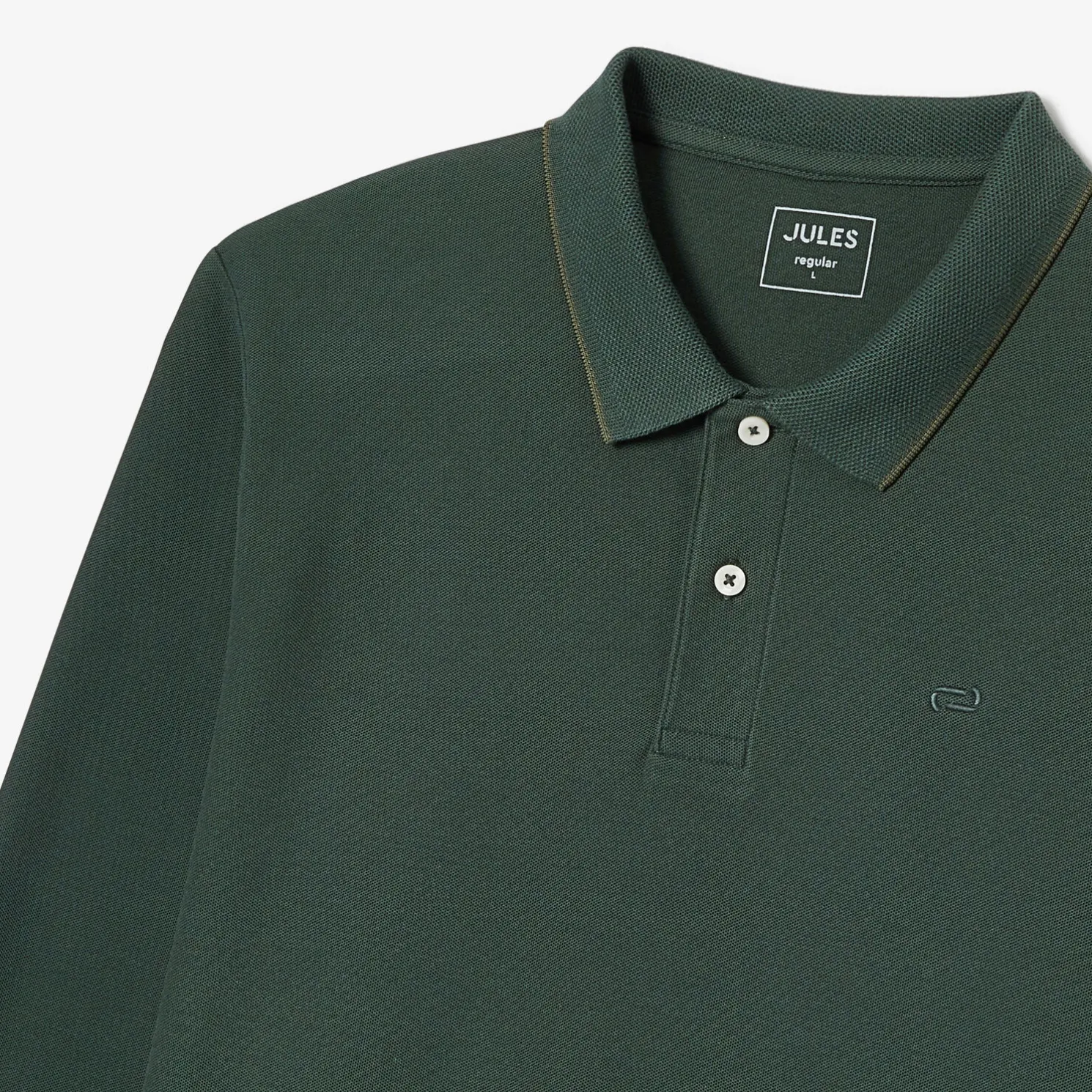 Effen polo in piquékatoen, met lange mouwen