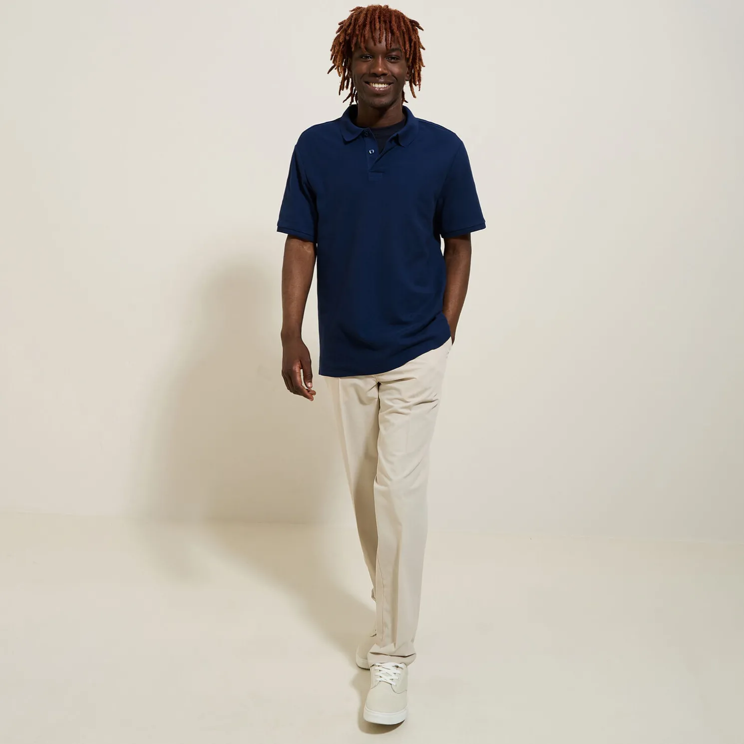 Effen polo in piquékatoen met korte mouwen