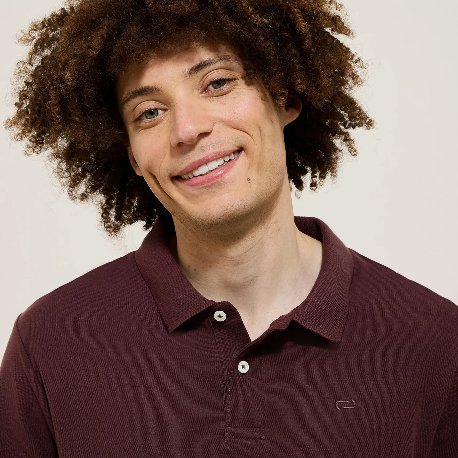 Effen polo in piquékatoen, met lange mouwen