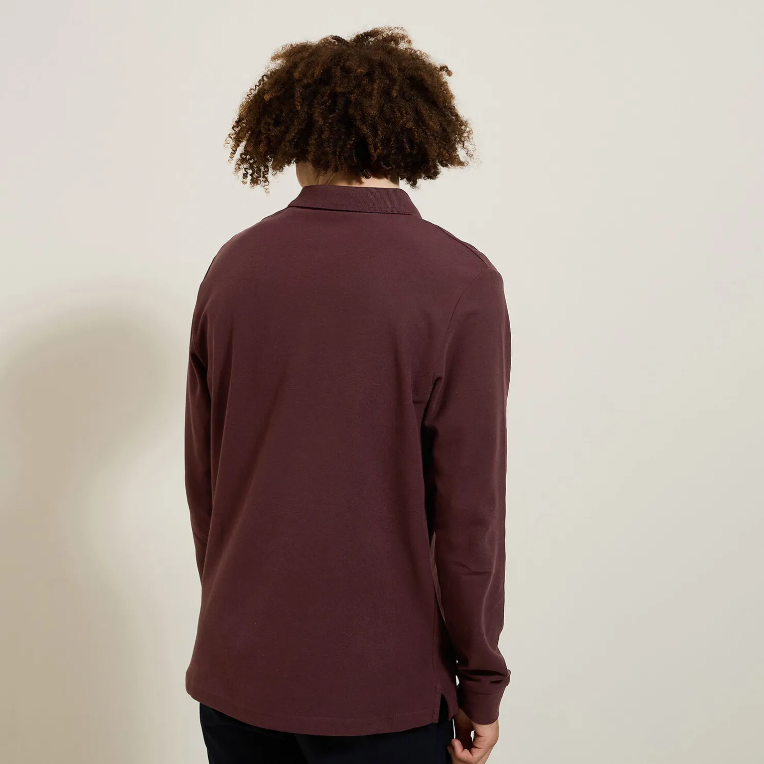 Effen polo in piquékatoen, met lange mouwen