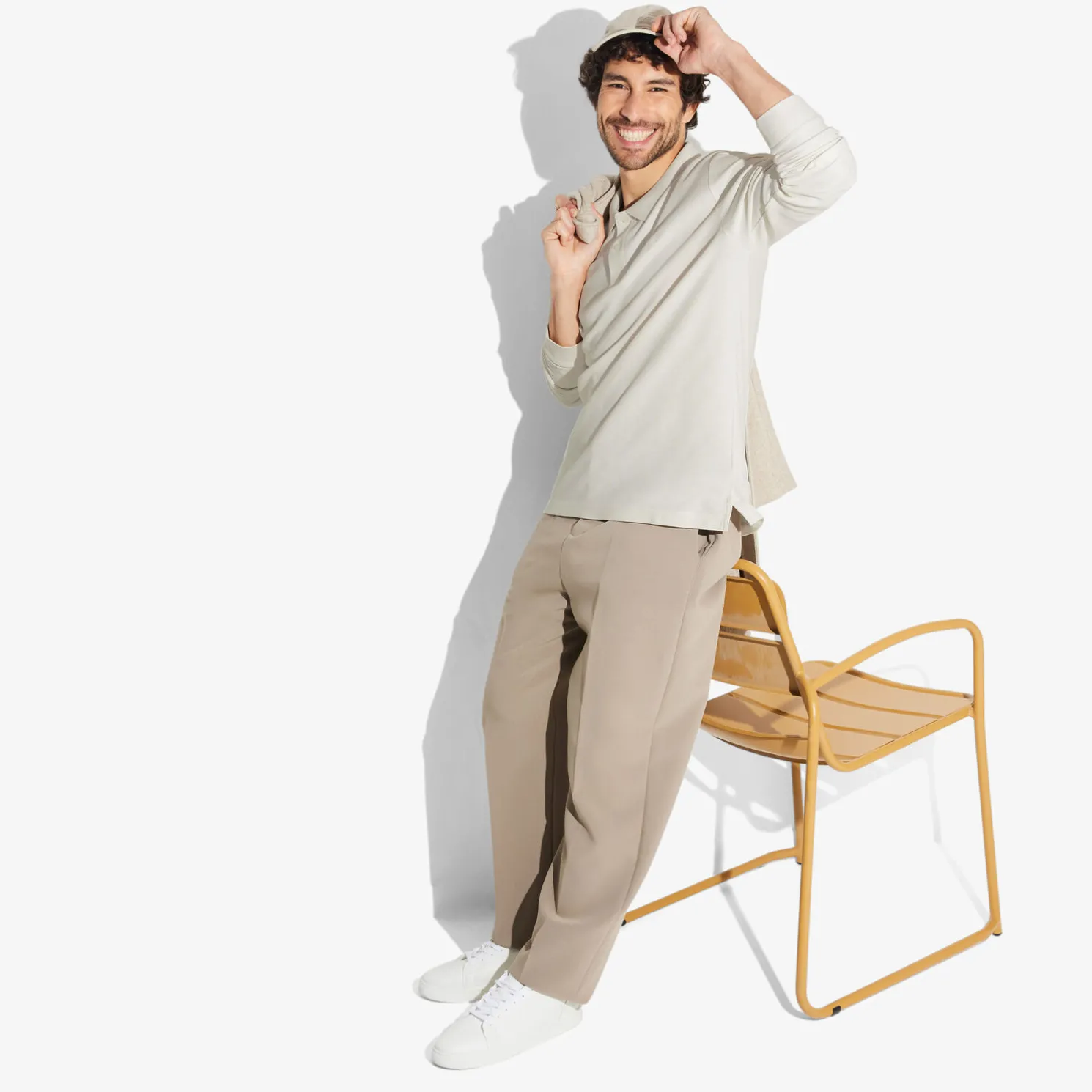 Effen polo in piquékatoen, met lange mouwen