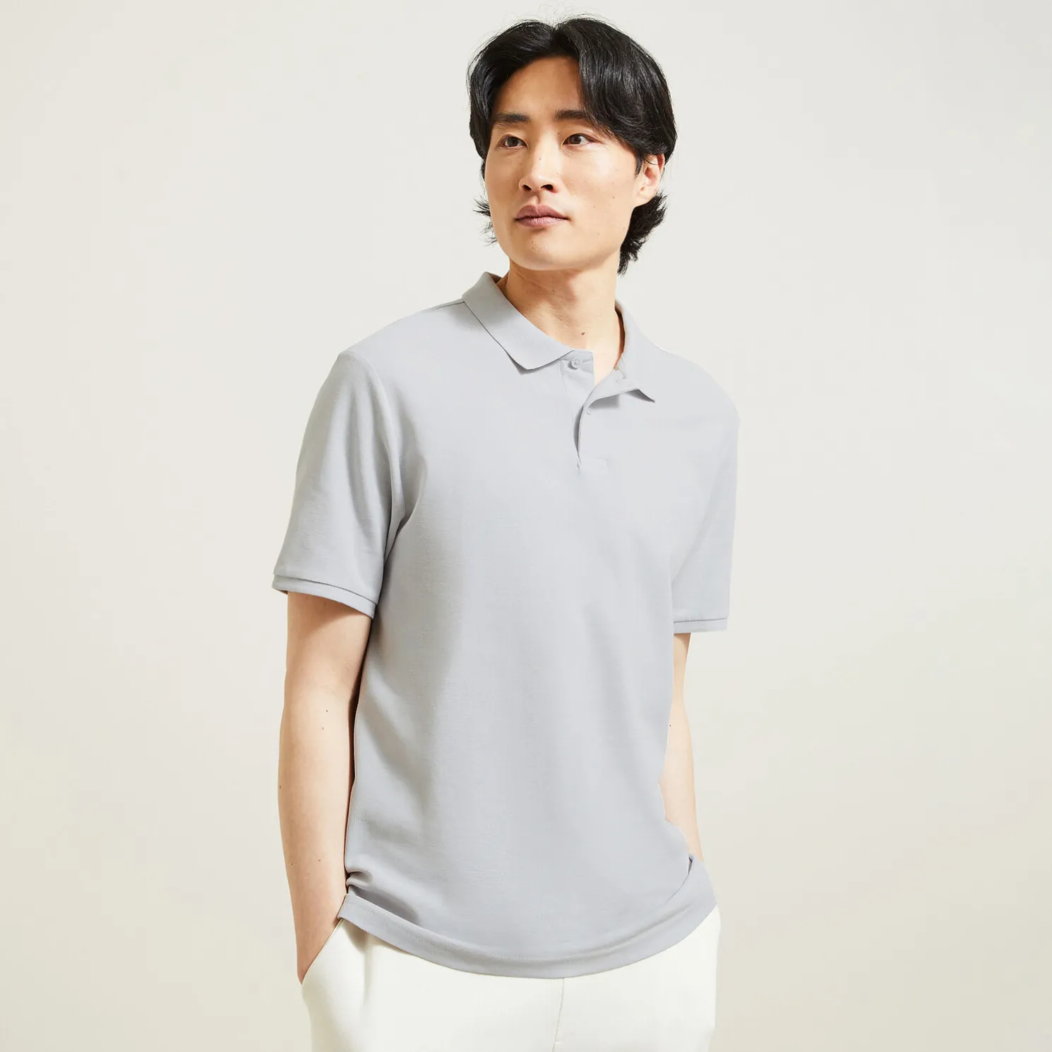 Effen polo in piquékatoen met korte mouwen