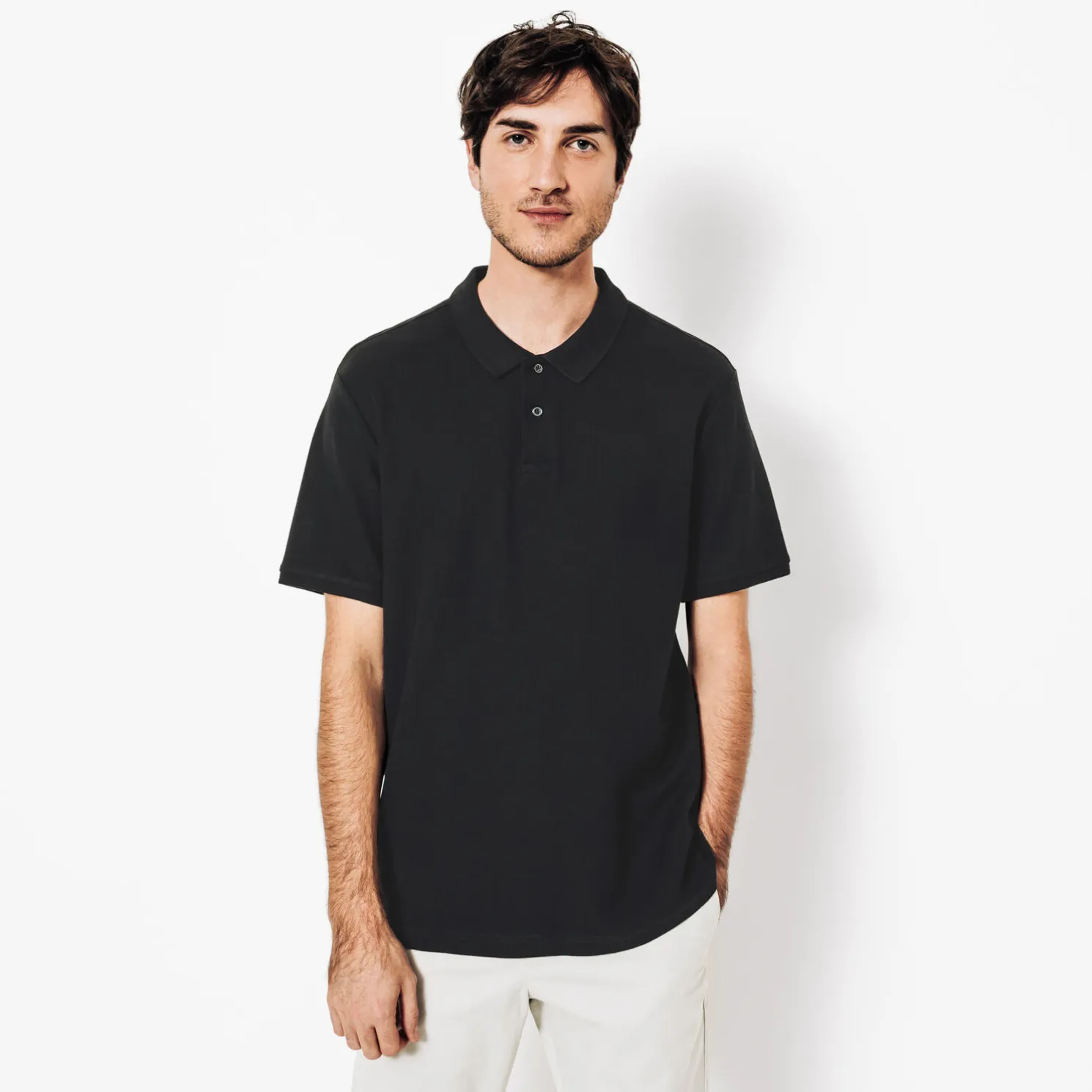 Effen polo in piquékatoen met korte mouwen