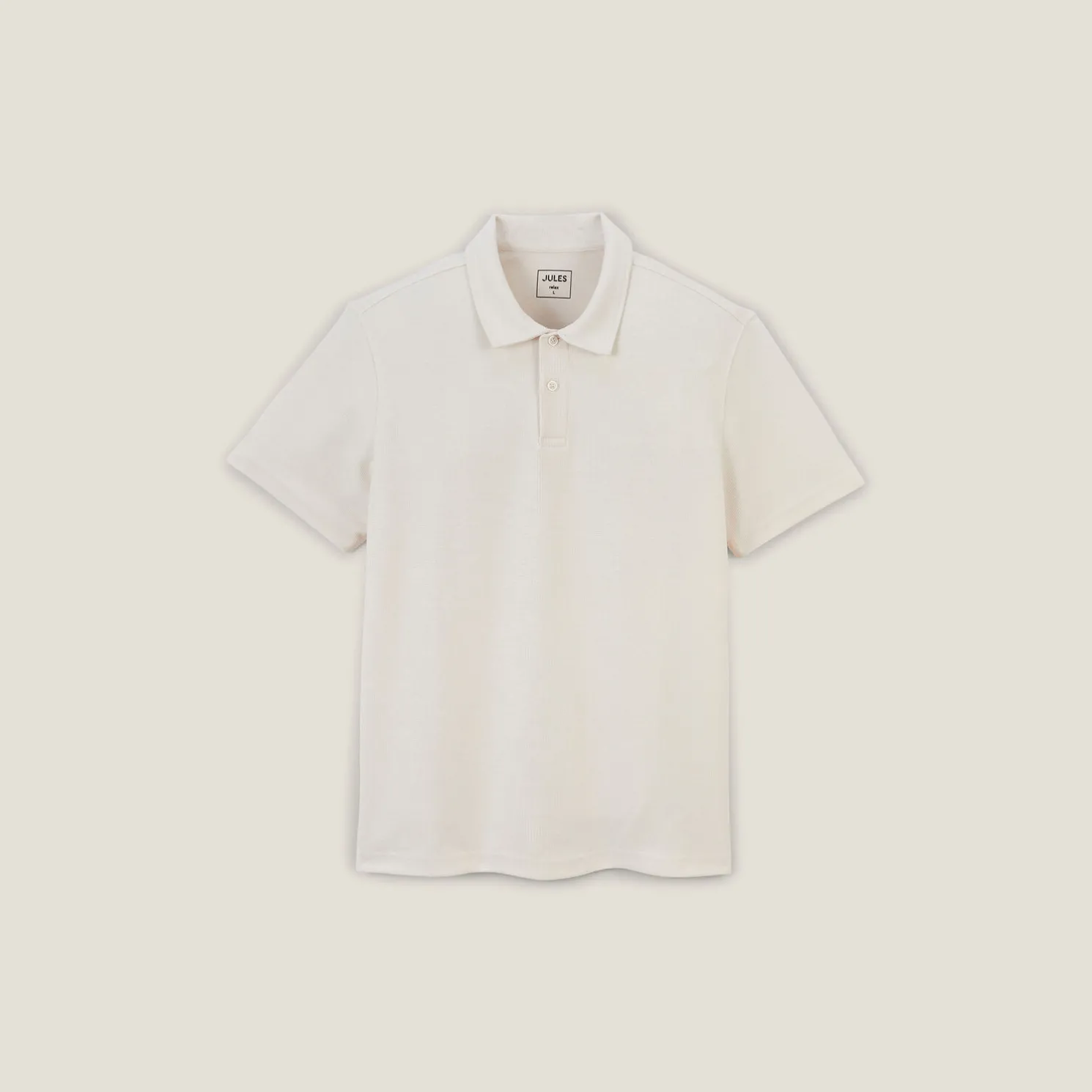 Effen relaxed polo met korte mouwen in textuurstof