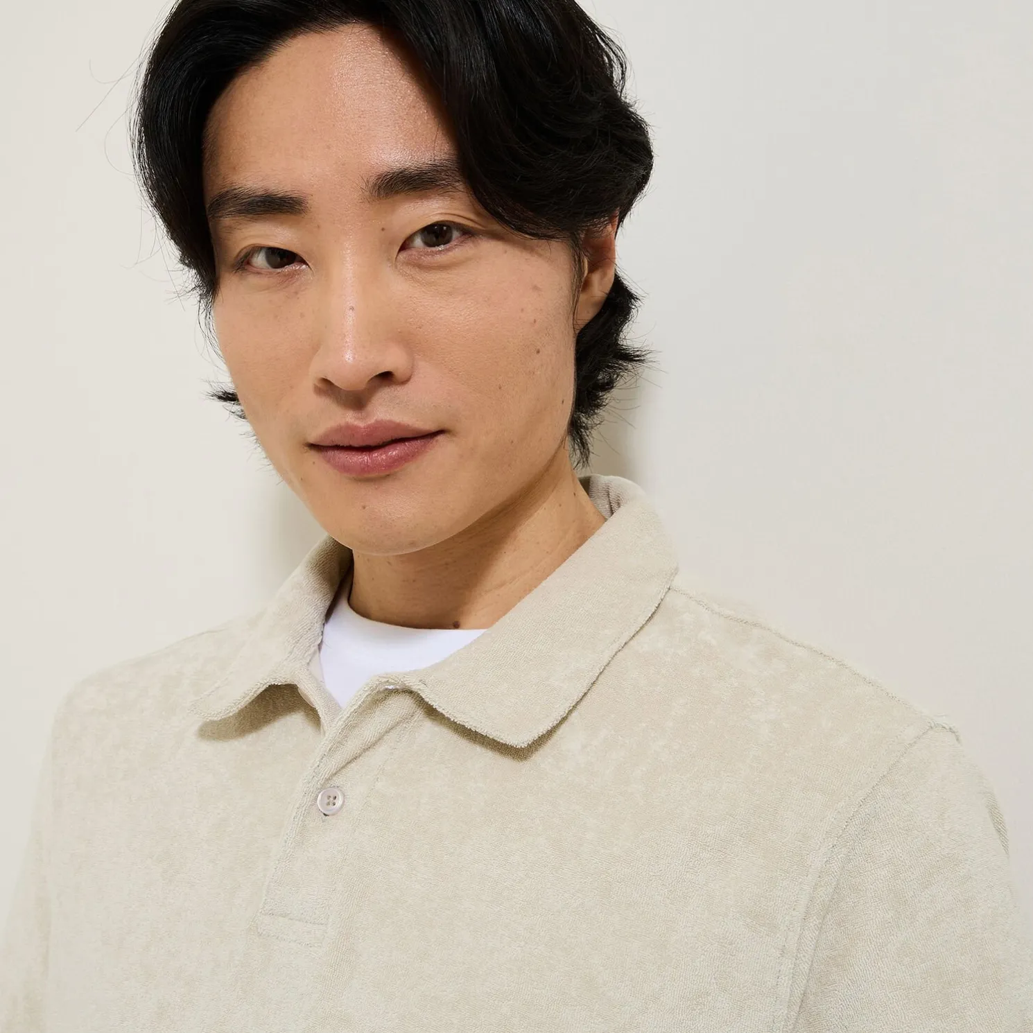 Effen relaxed polo met korte mouwen in badstof