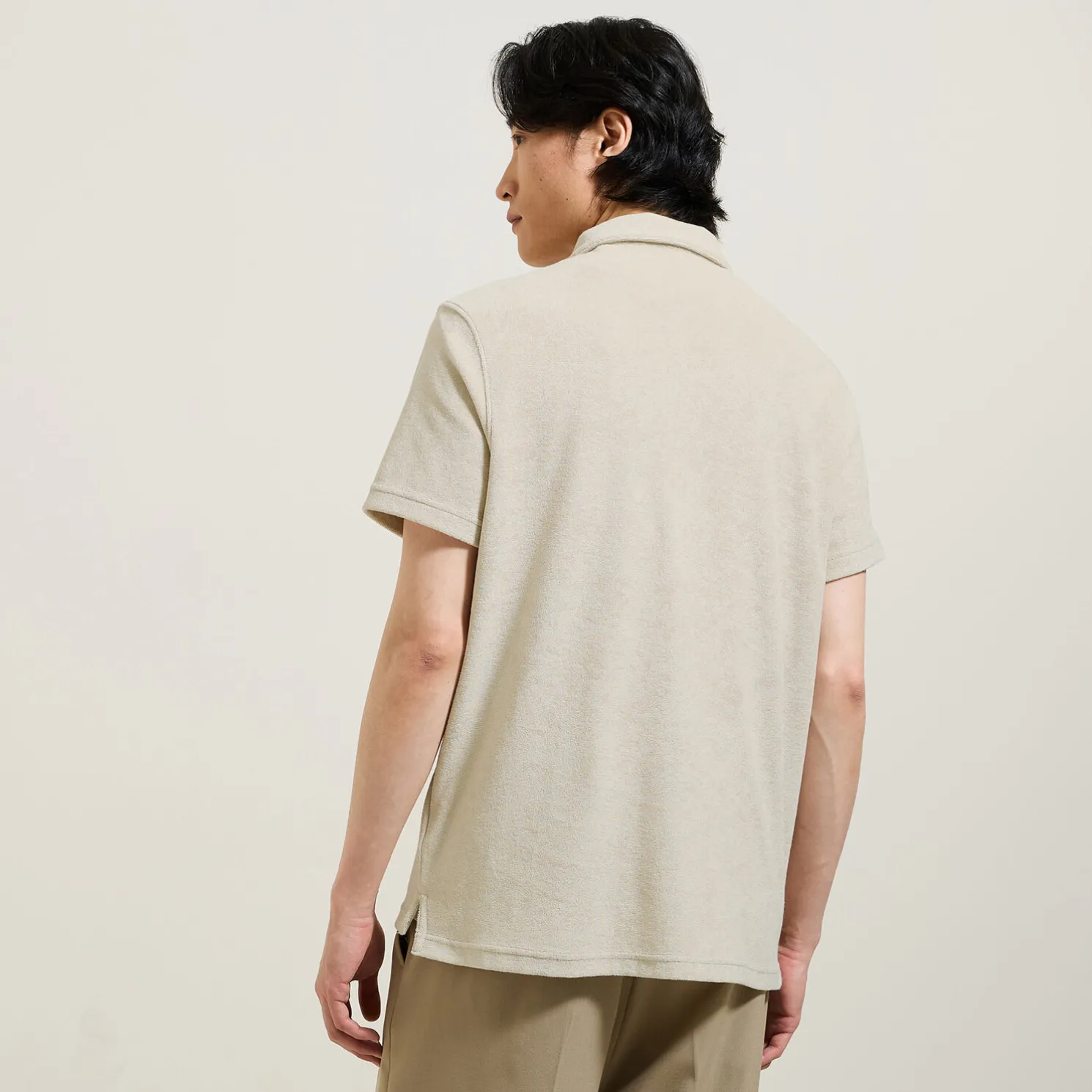 Effen relaxed polo met korte mouwen in badstof