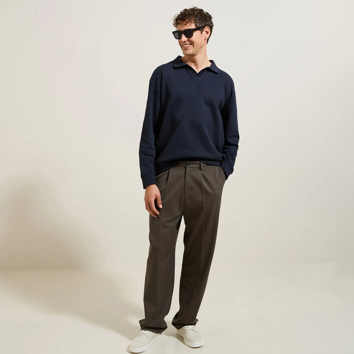 Effen sweater met resortkraag