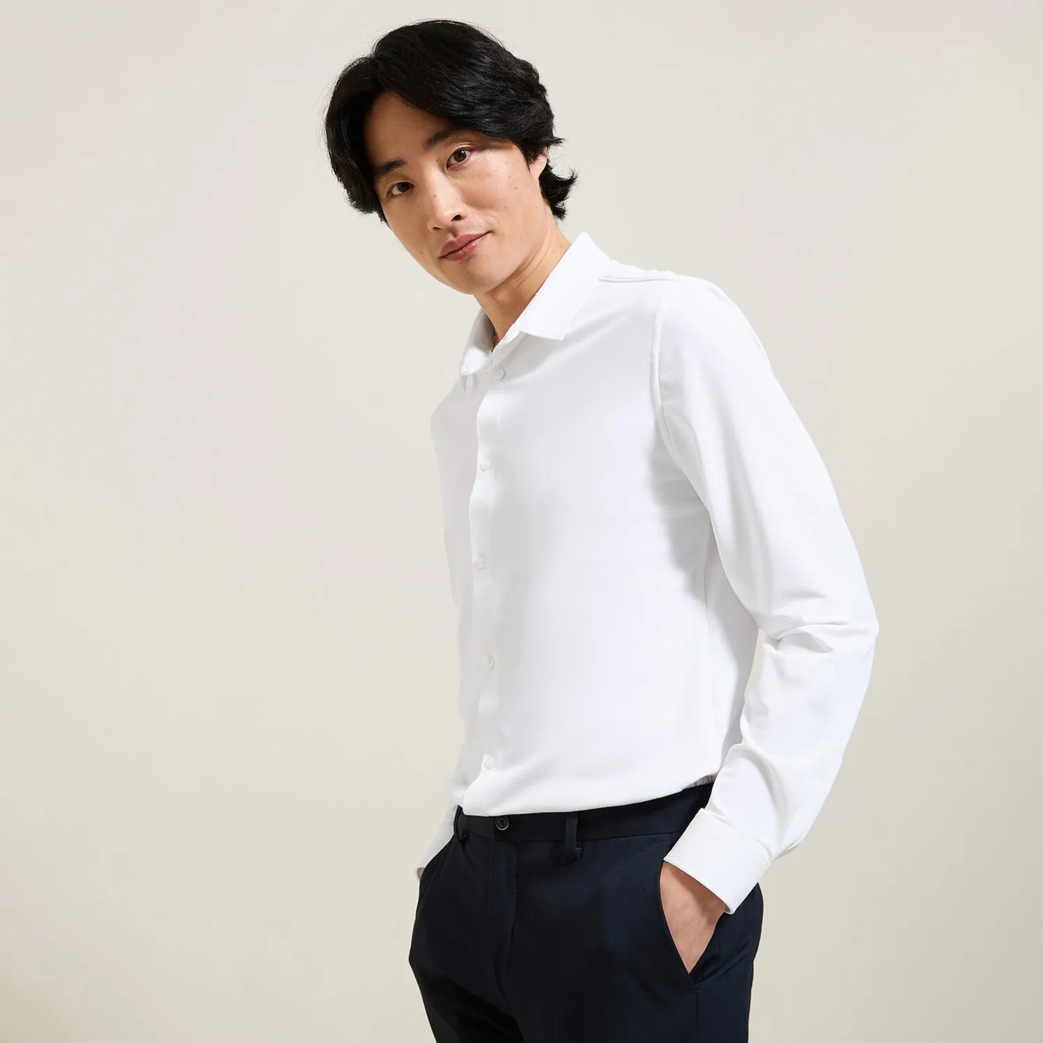 Extra slim fit polyamide elastaan overhemd