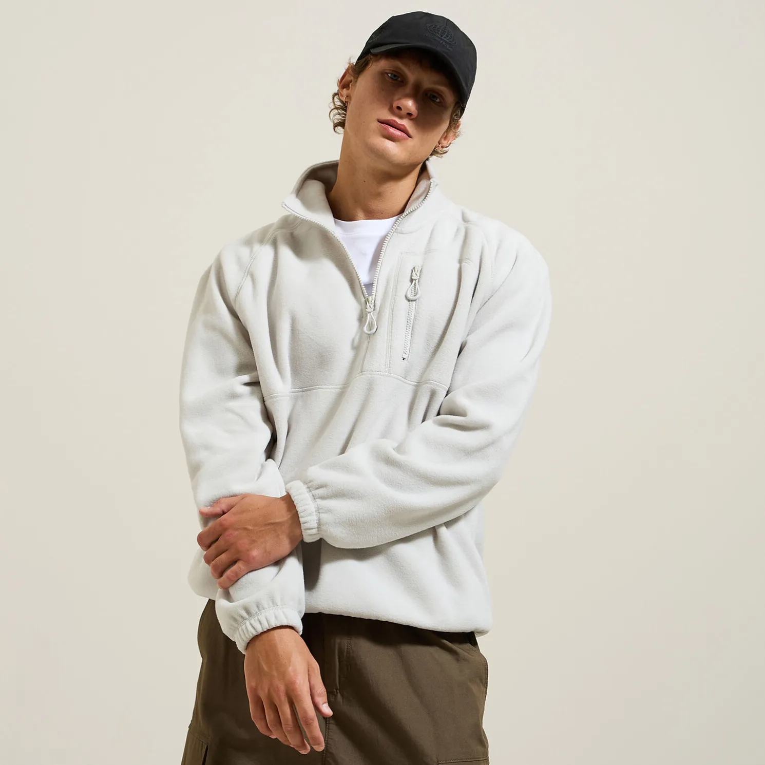 Fleecesweater met opstaande ritskraag