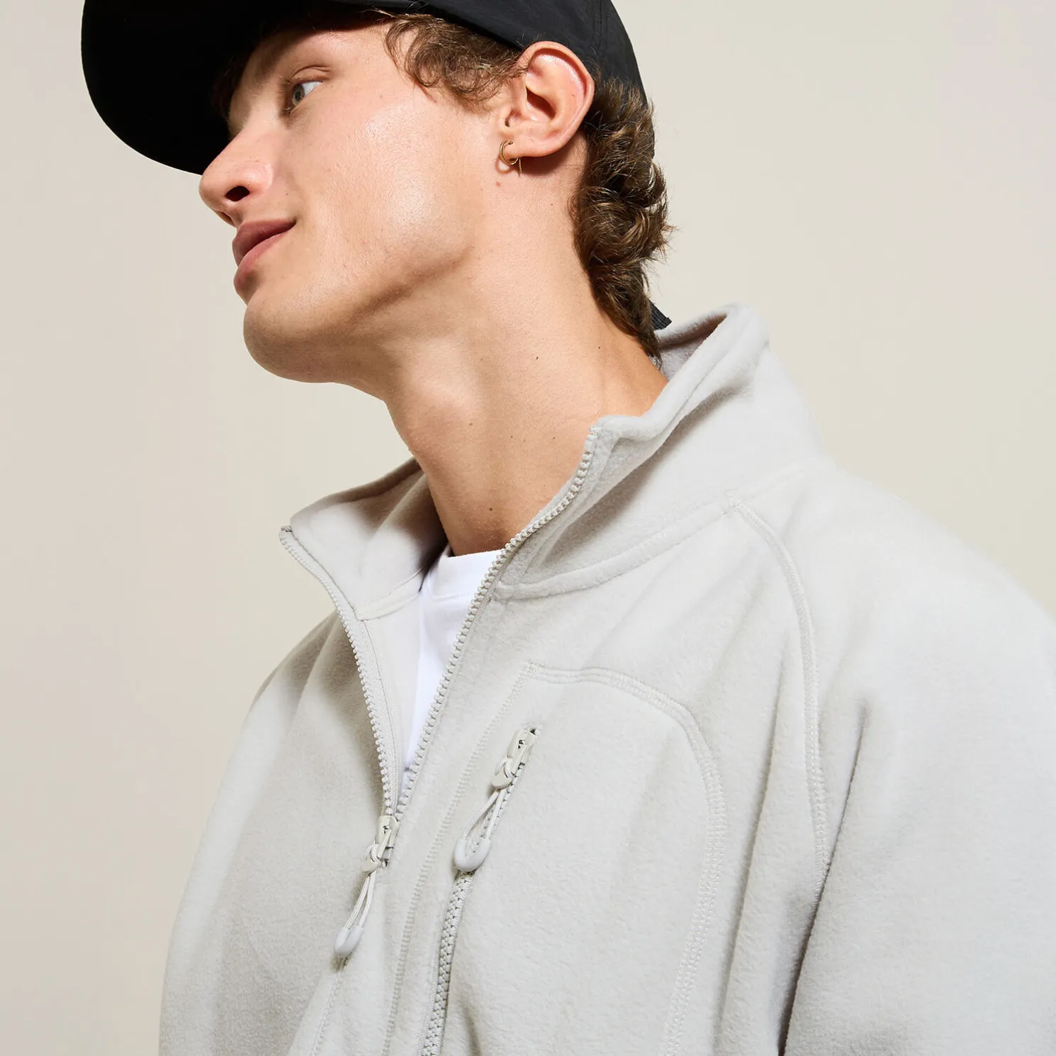 Fleecesweater met opstaande ritskraag