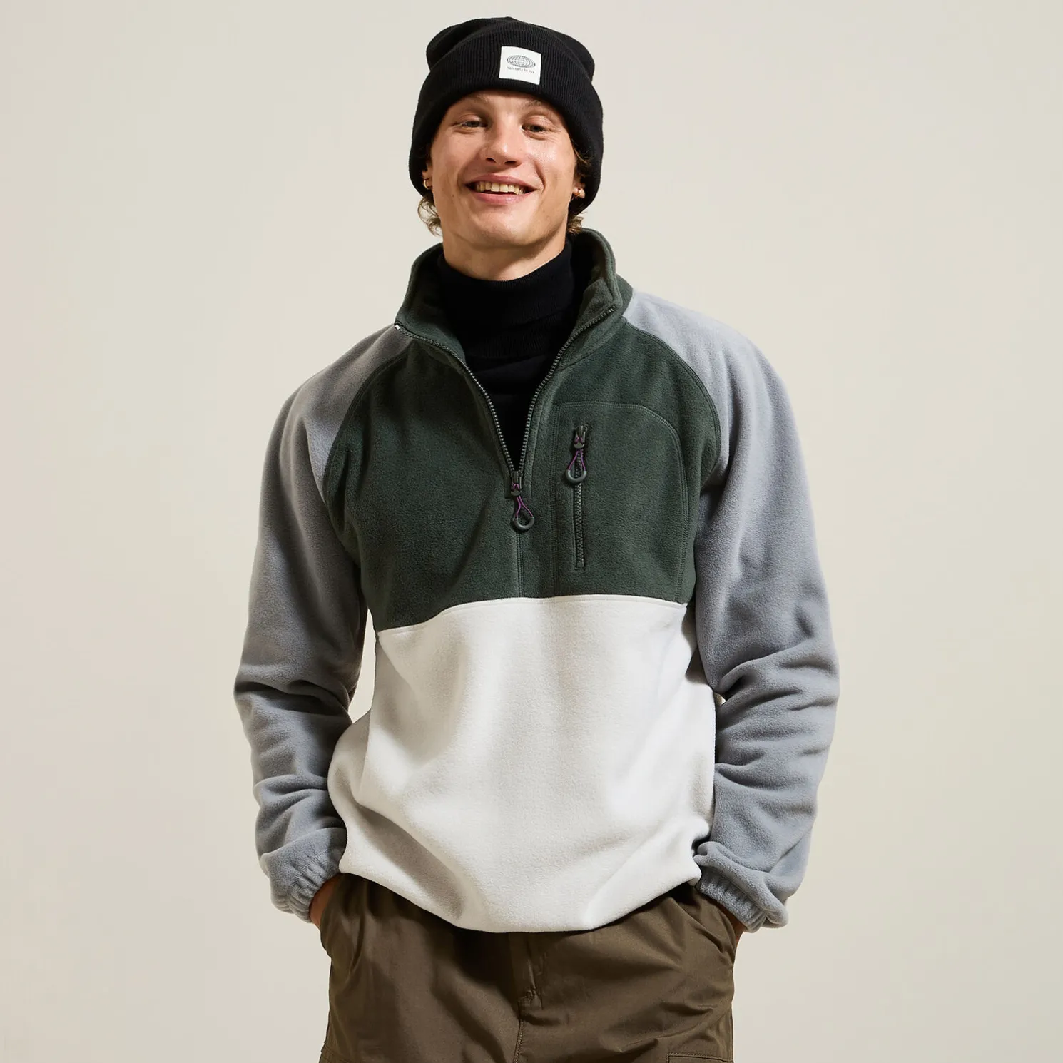 Fleecesweater met opstaande ritskraag