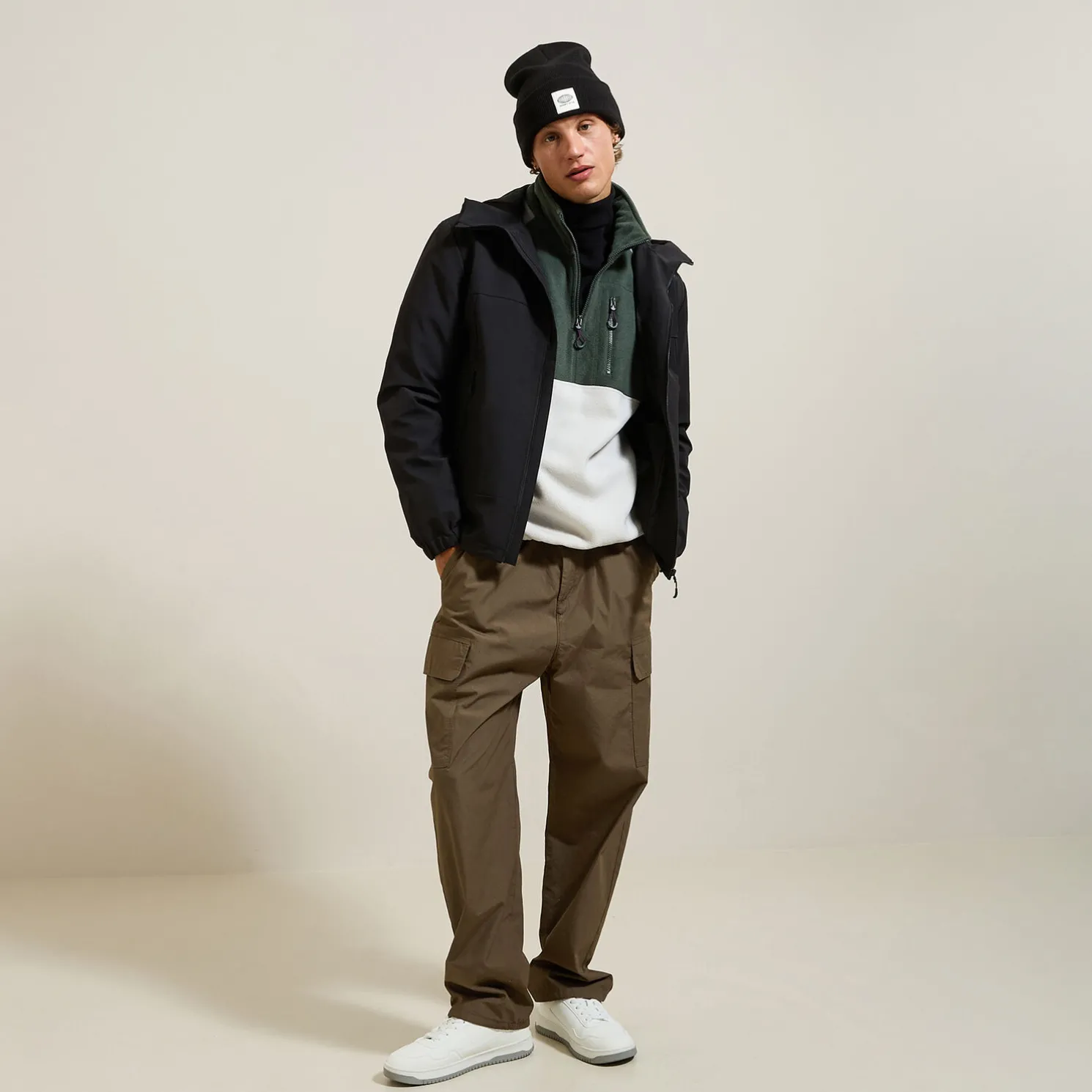 Fleecesweater met opstaande ritskraag