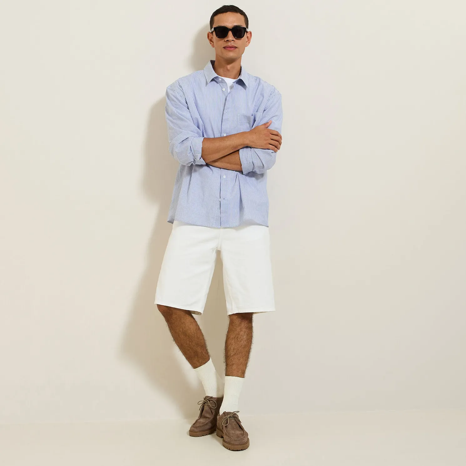 Gestreept hemd in katoen