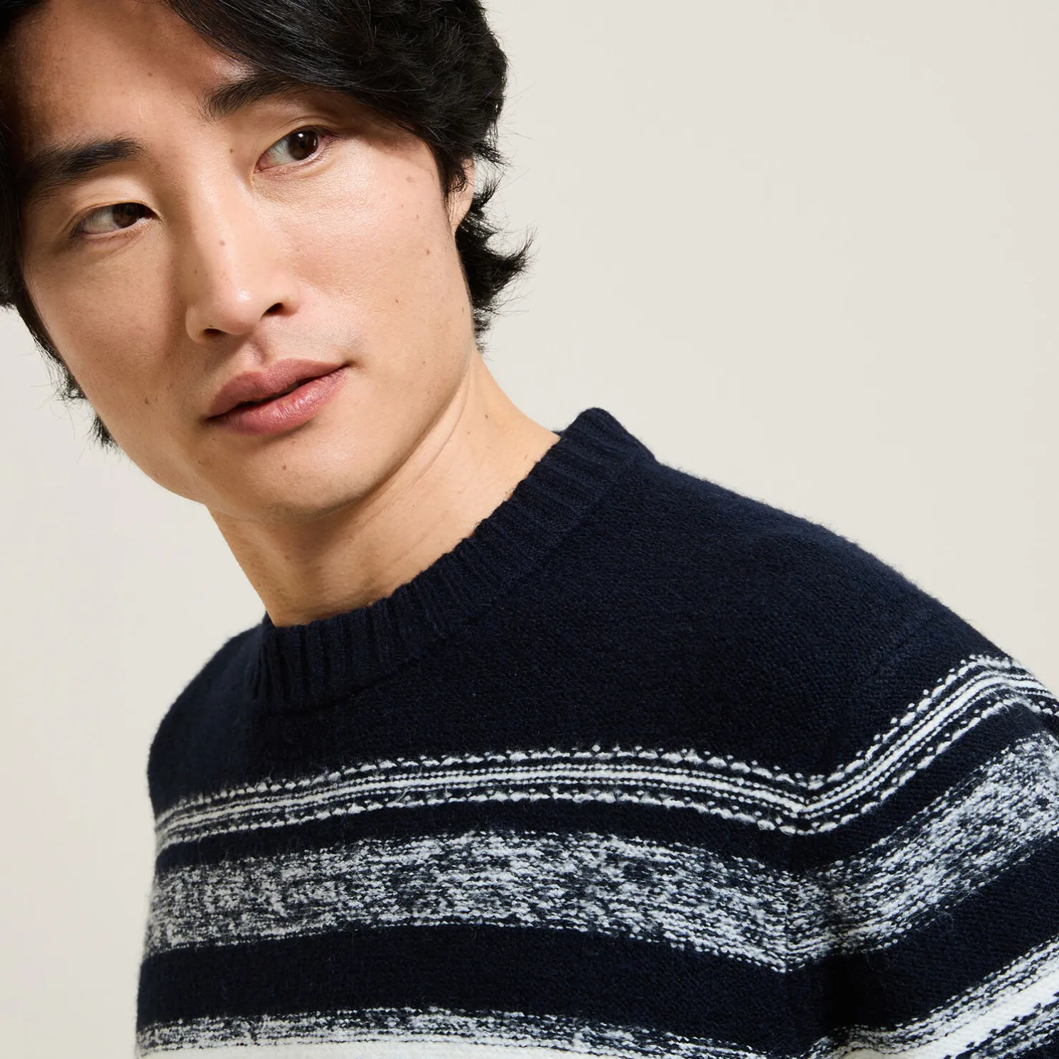 Gestreepte jacquard trui met ronde hals