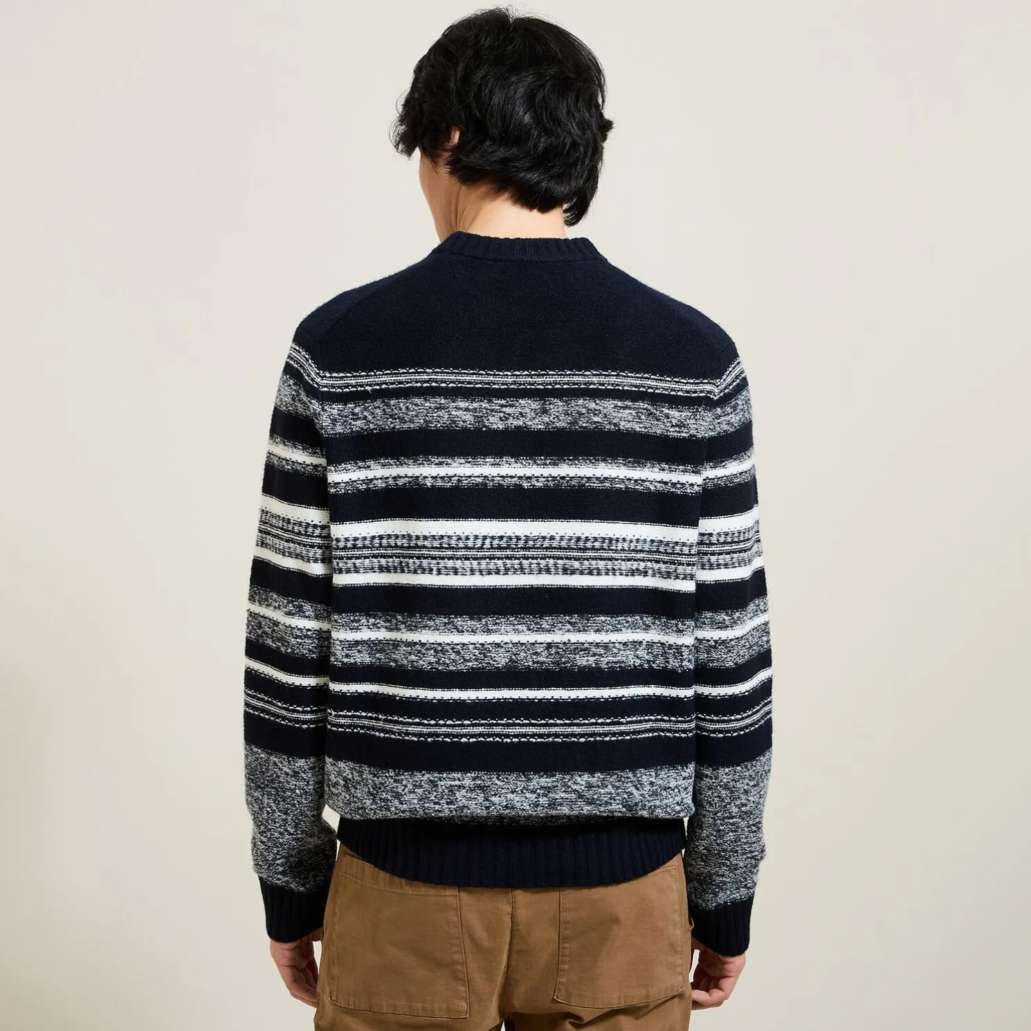 Gestreepte jacquard trui met ronde hals