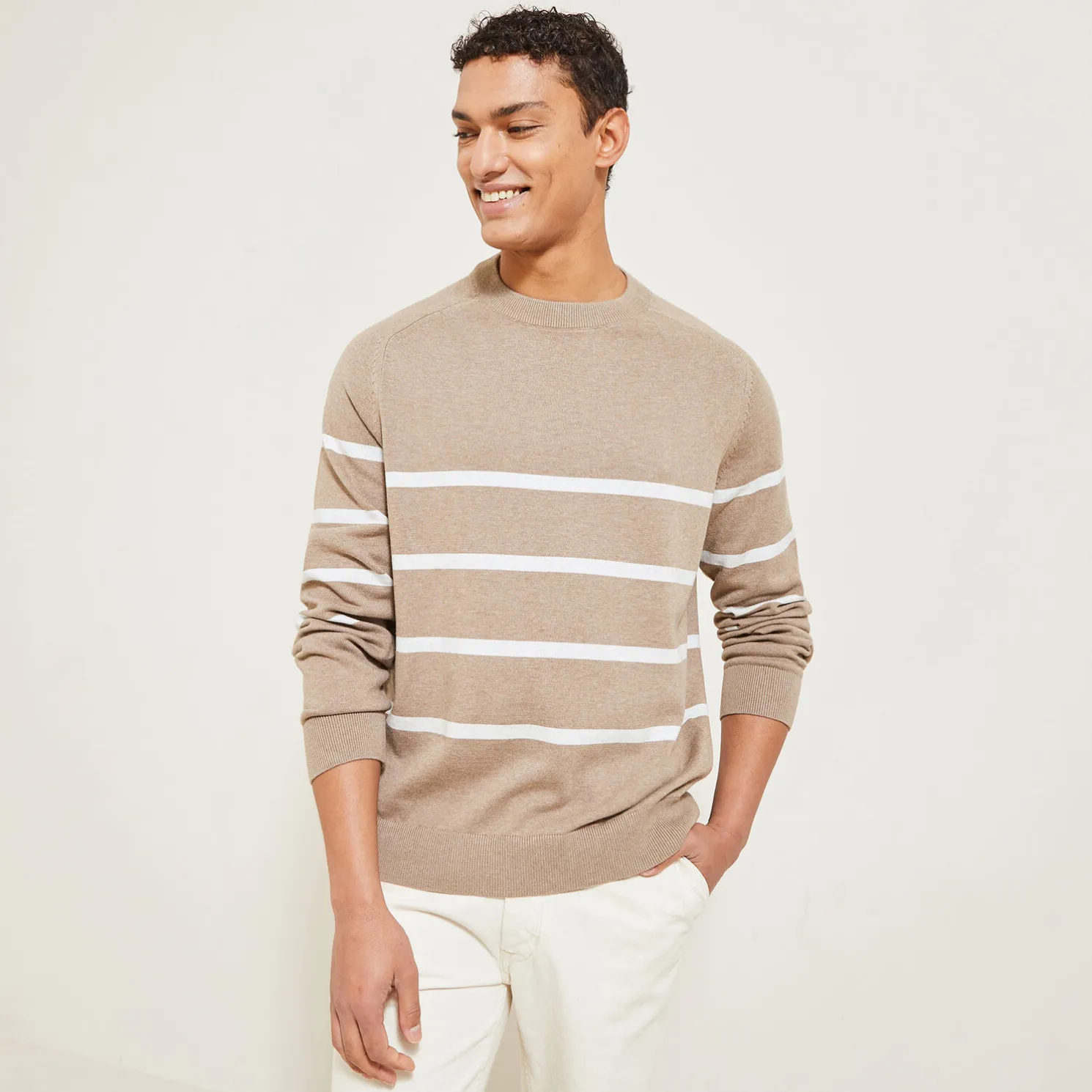 Gestreepte trui met ronde hals