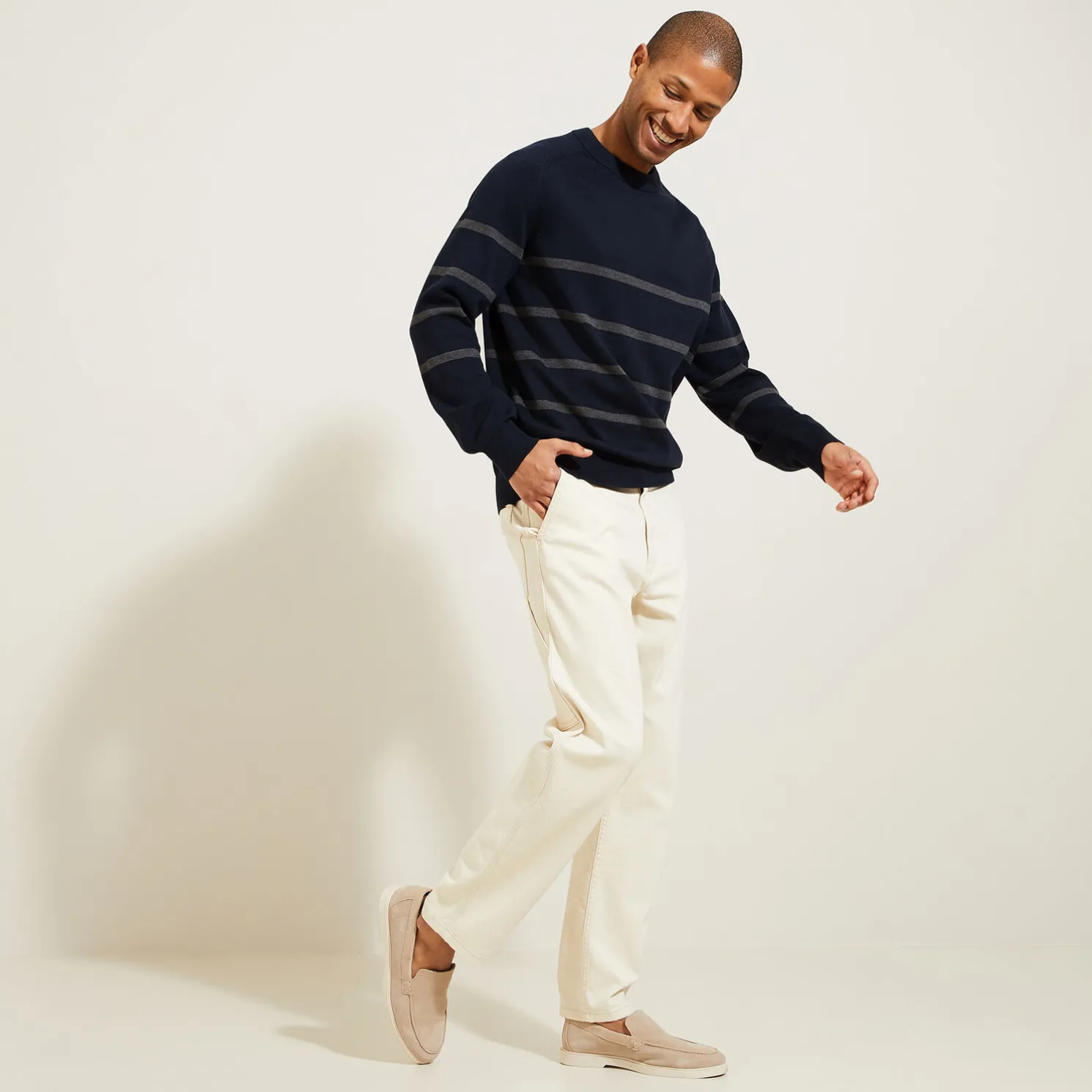 Gestreepte trui met ronde hals