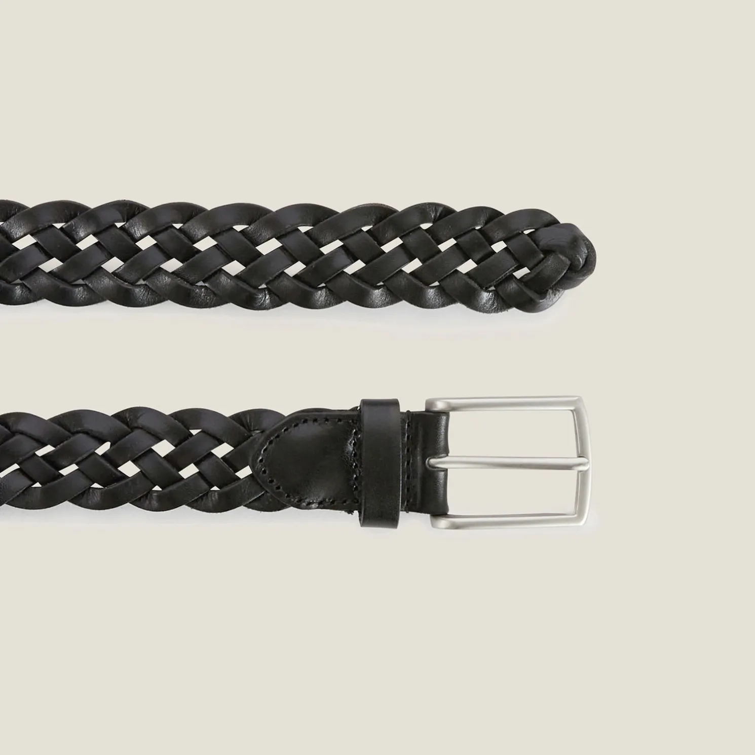 Gevlochten riem in leer