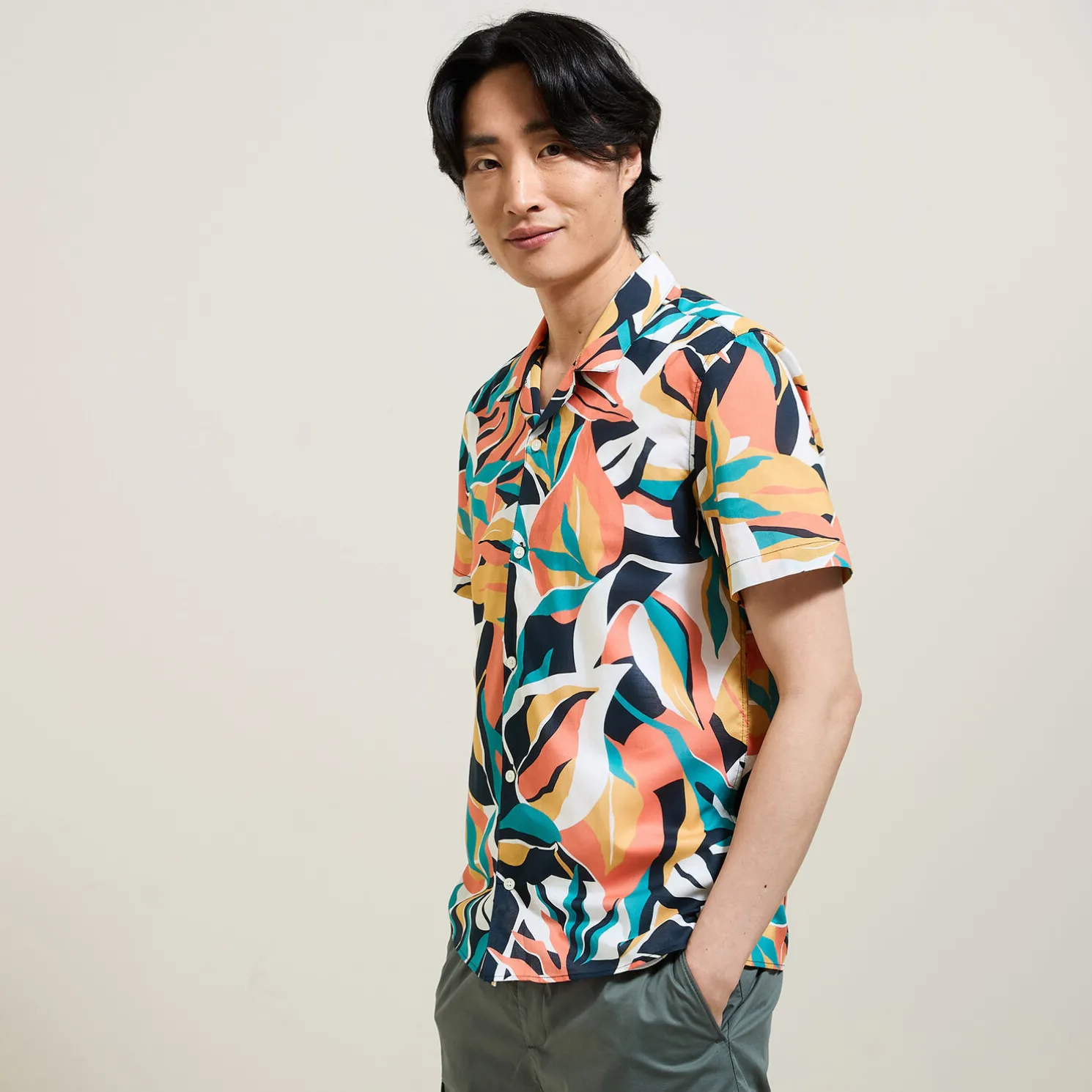 Hawaïhemd met bloemenprint, katoen