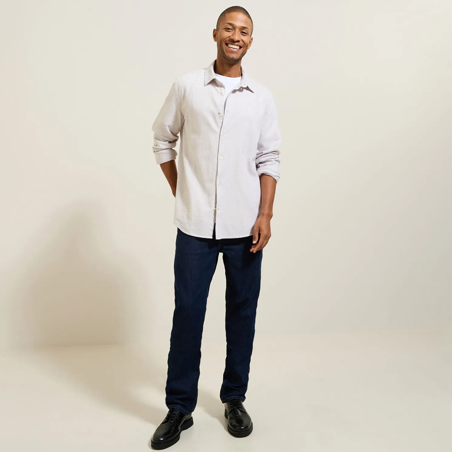 Hemd in flanelkatoen met klassieke kraag