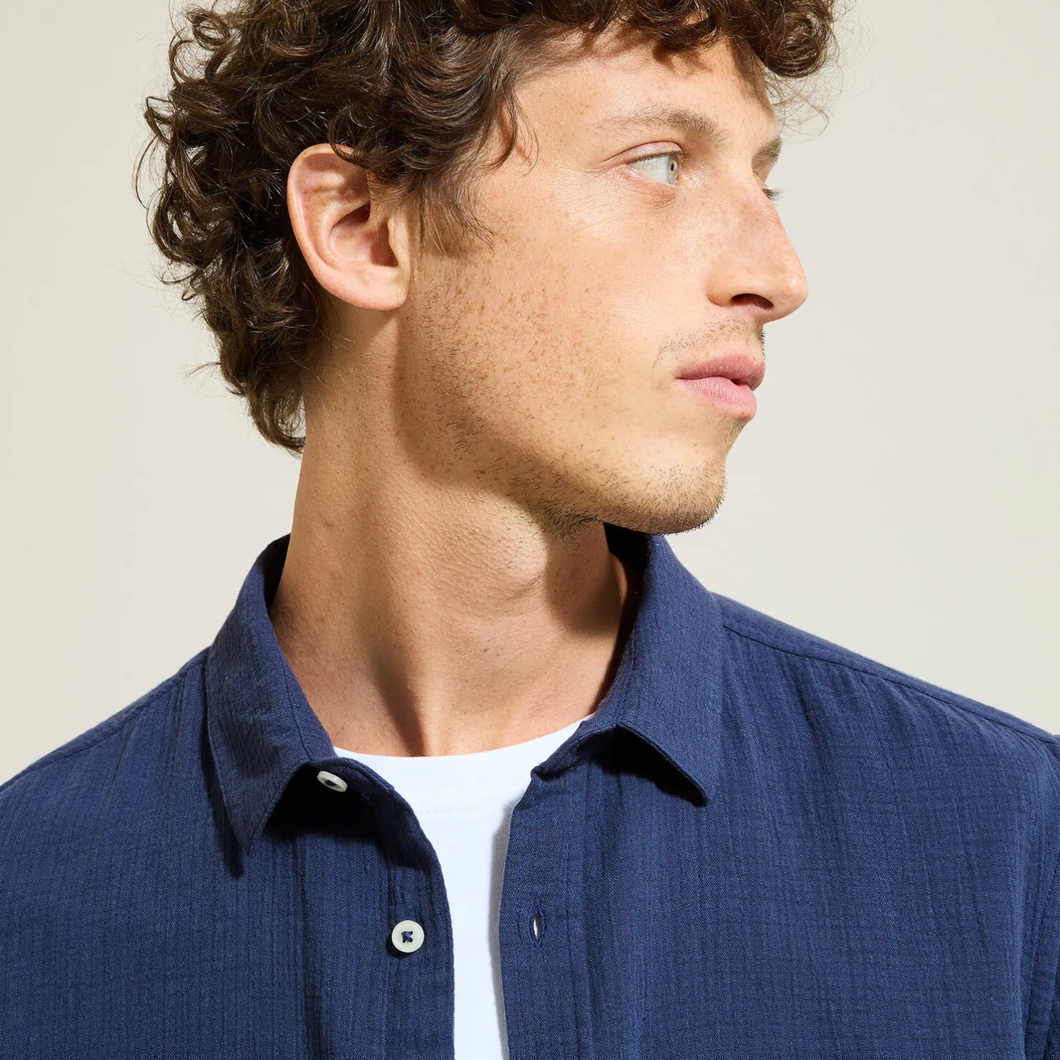 Hemd in katoengaas met klassieke kraag