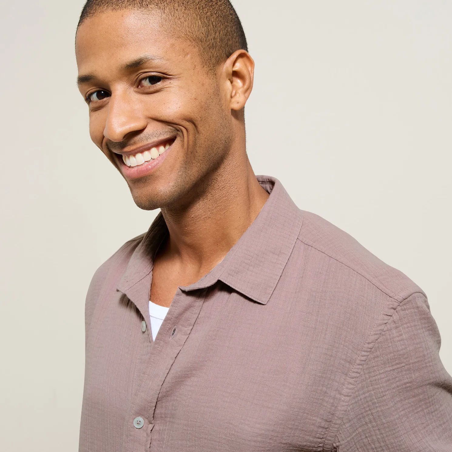 Hemd in katoengaas met klassieke kraag