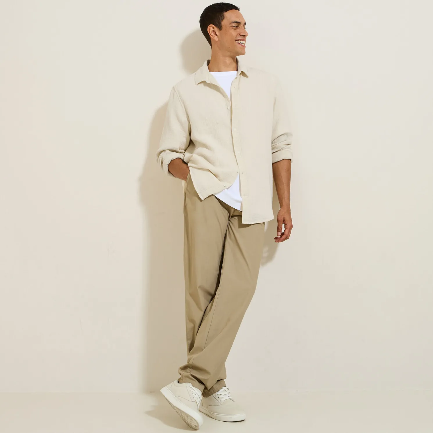 Hemd in katoengaas met klassieke kraag