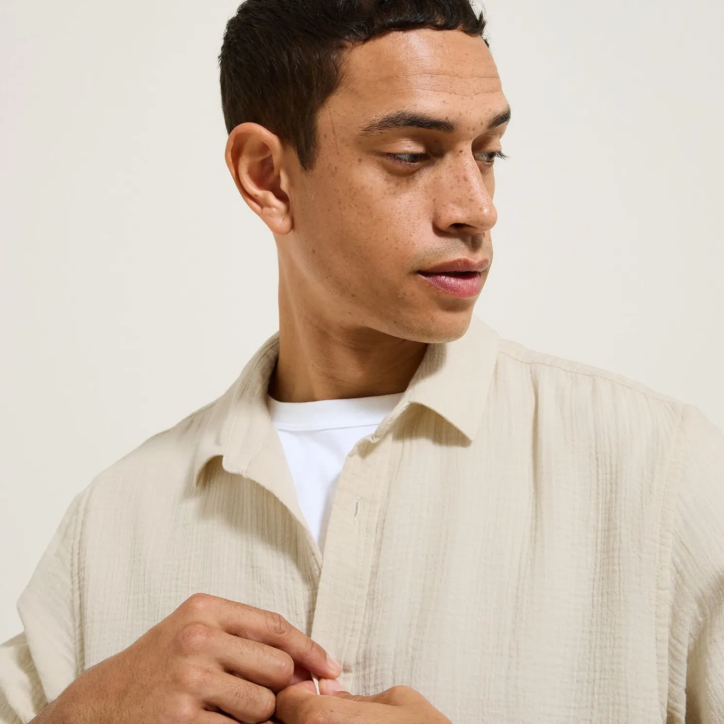 Hemd in katoengaas met klassieke kraag