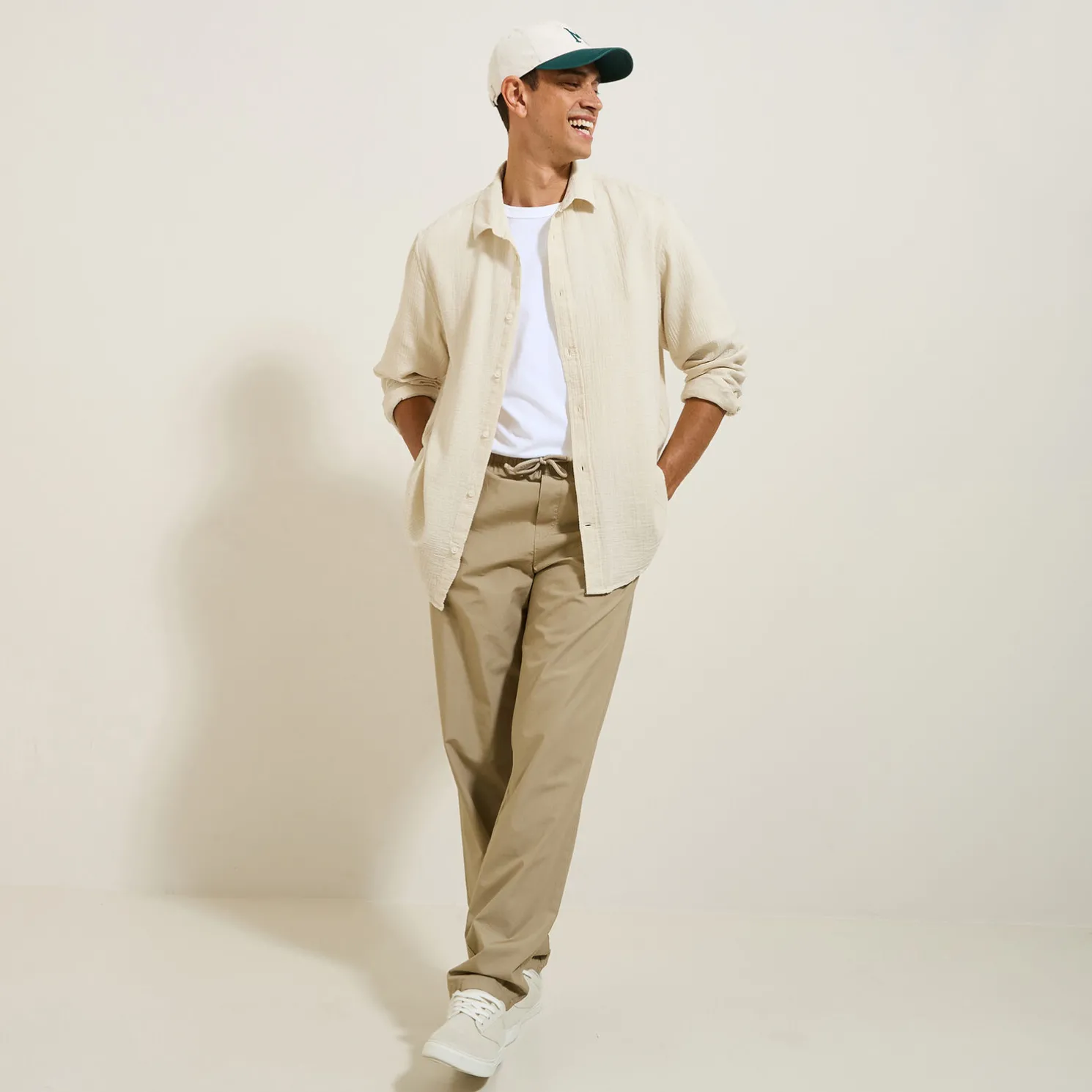 Hemd in katoengaas met klassieke kraag