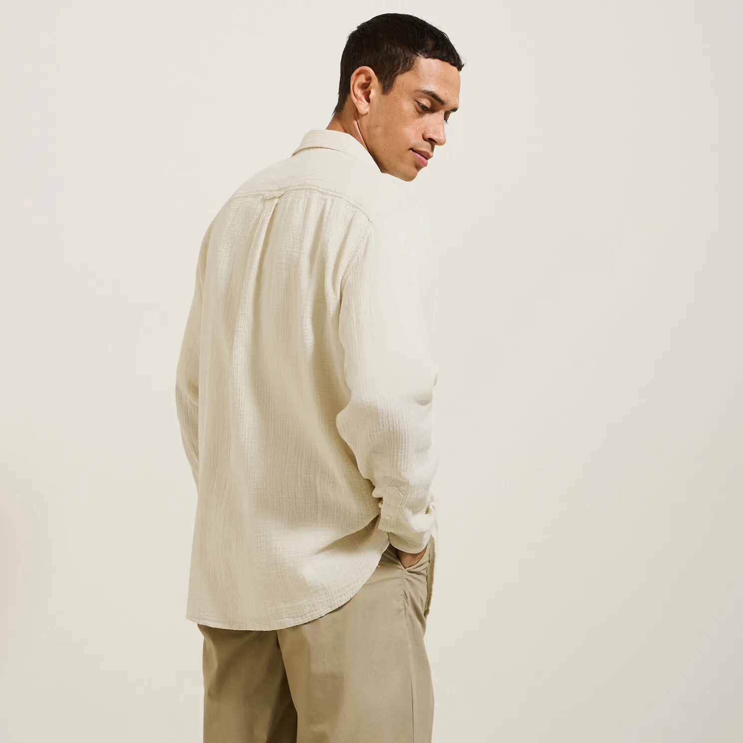 Hemd in katoengaas met klassieke kraag