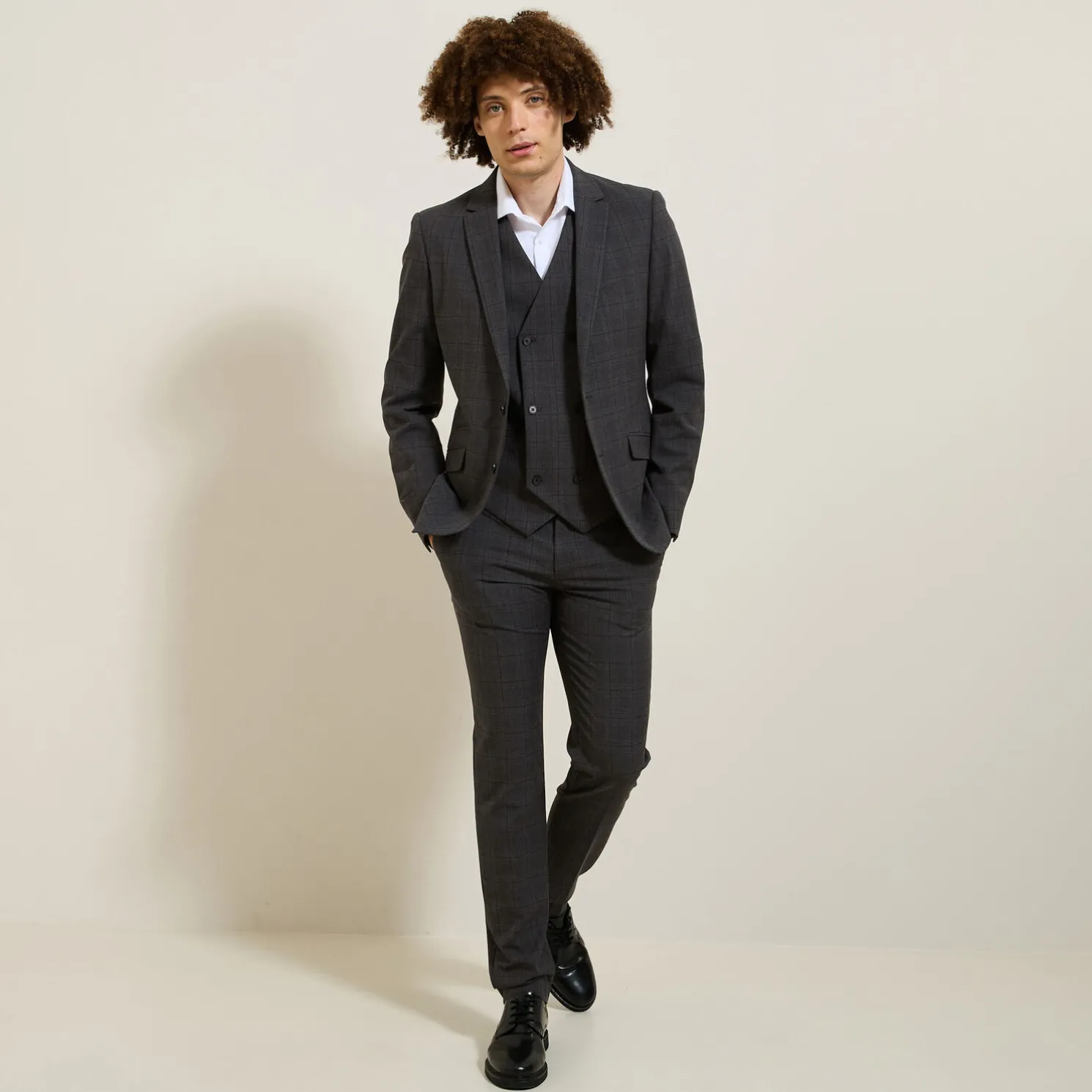 Het pakket slim kostuum fantasiestofn - Grijs