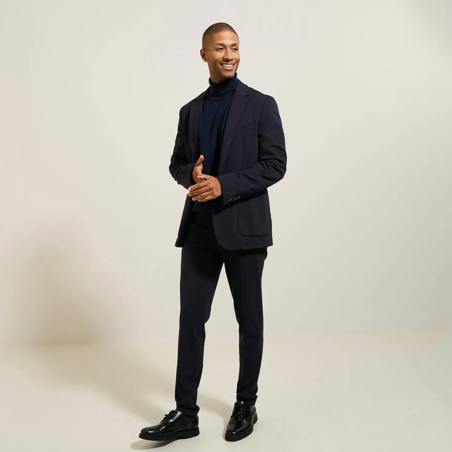 Het pakket slim kostuum in tricot - Blauw