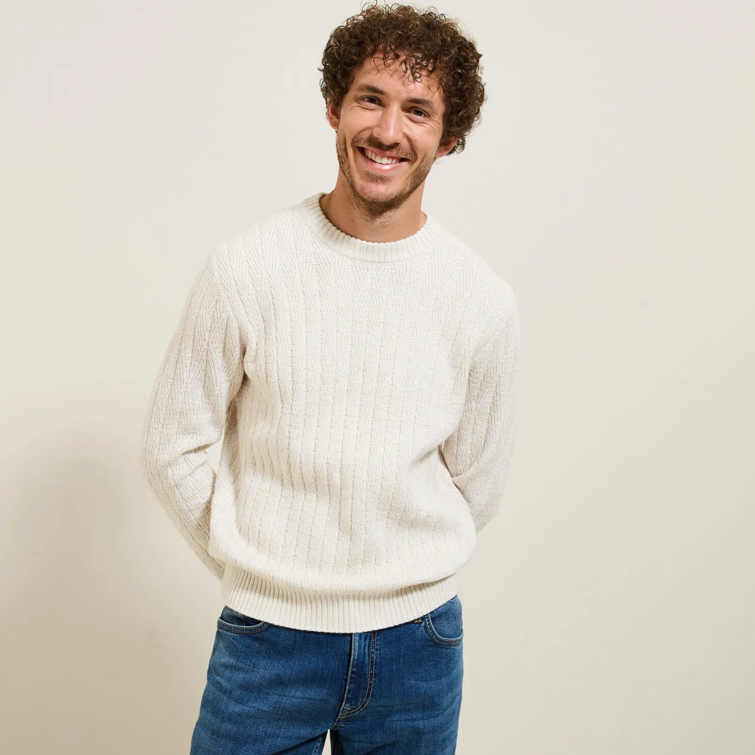 Kabeltrui met ronde hals