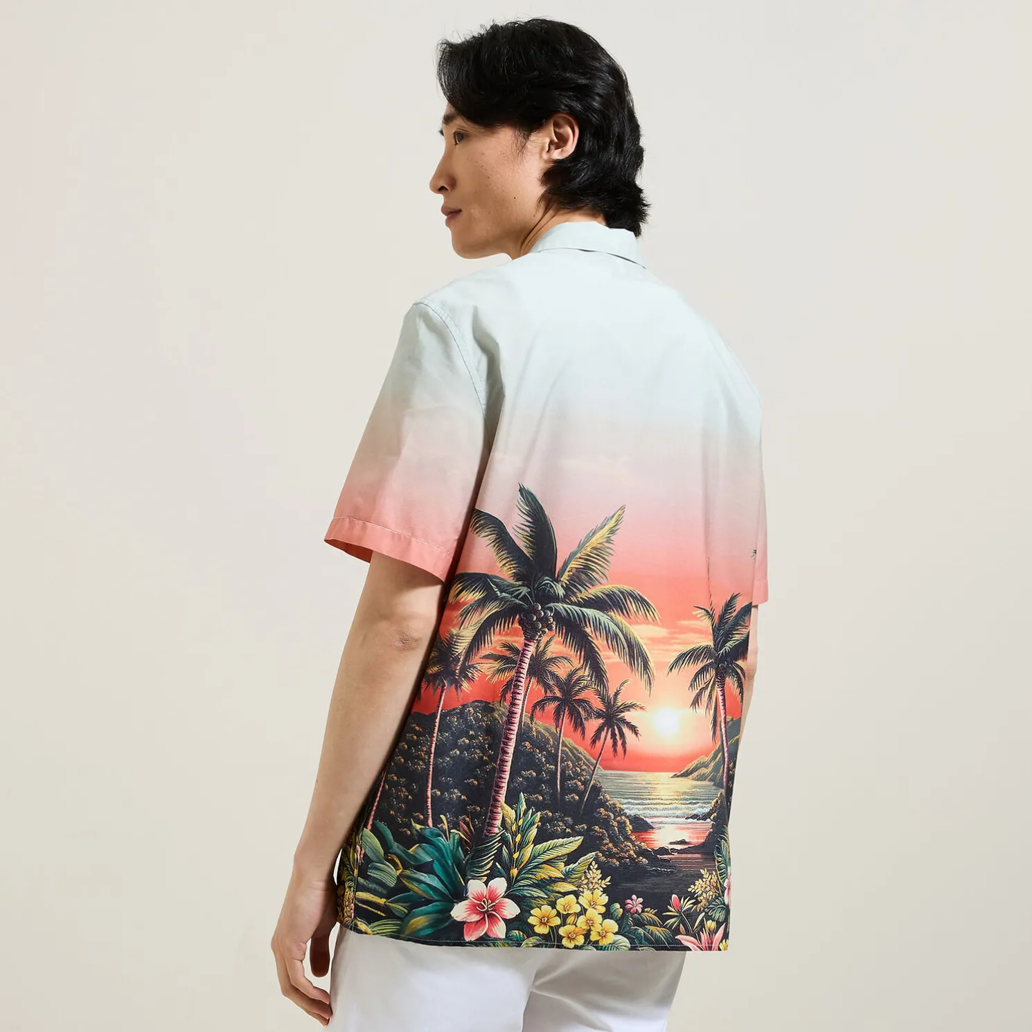 Katoenen hemdje met Hawaïaanse print