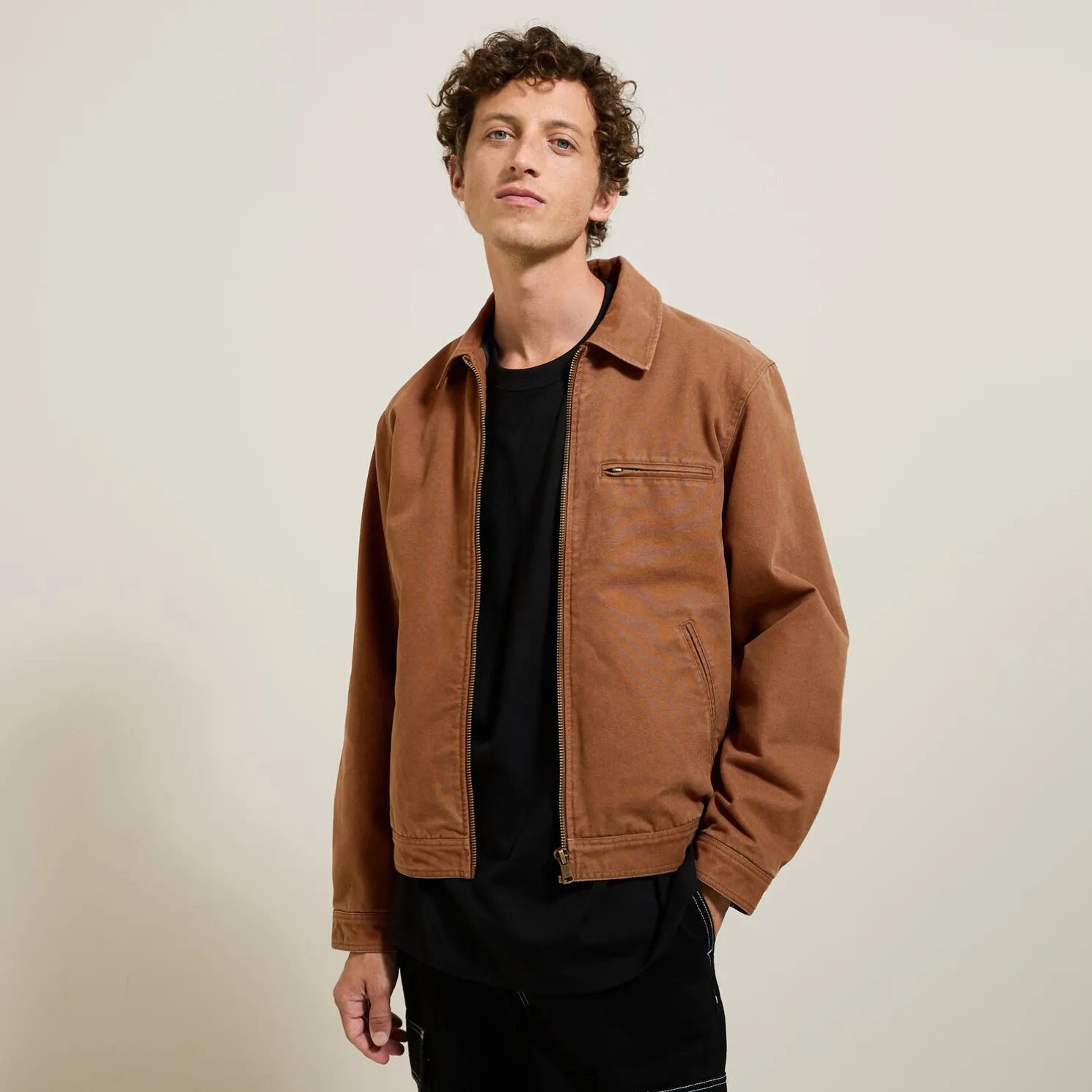 Katoenen jack met hemdskraag