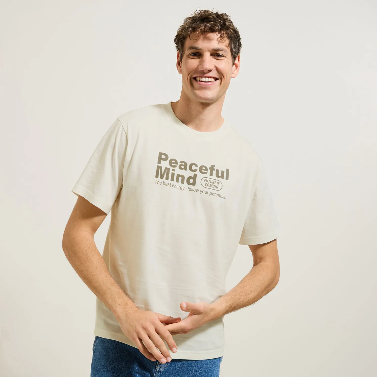 Katoenen T-shirt met ronde hals en print