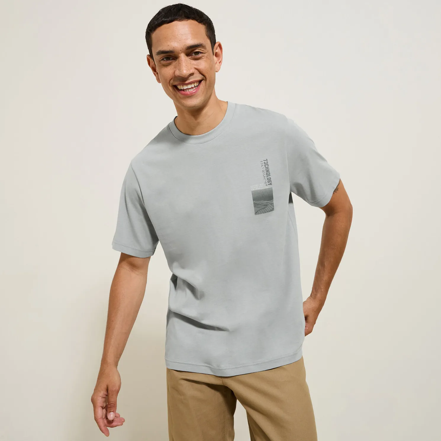 Katoenen T-shirt met ronde hals en print