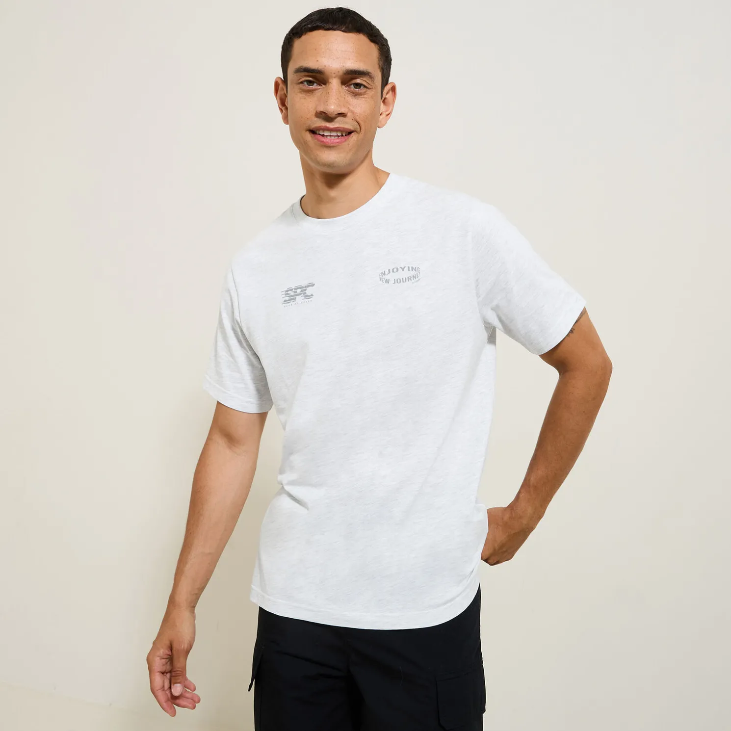 Katoenen T-shirt met ronde hals en print