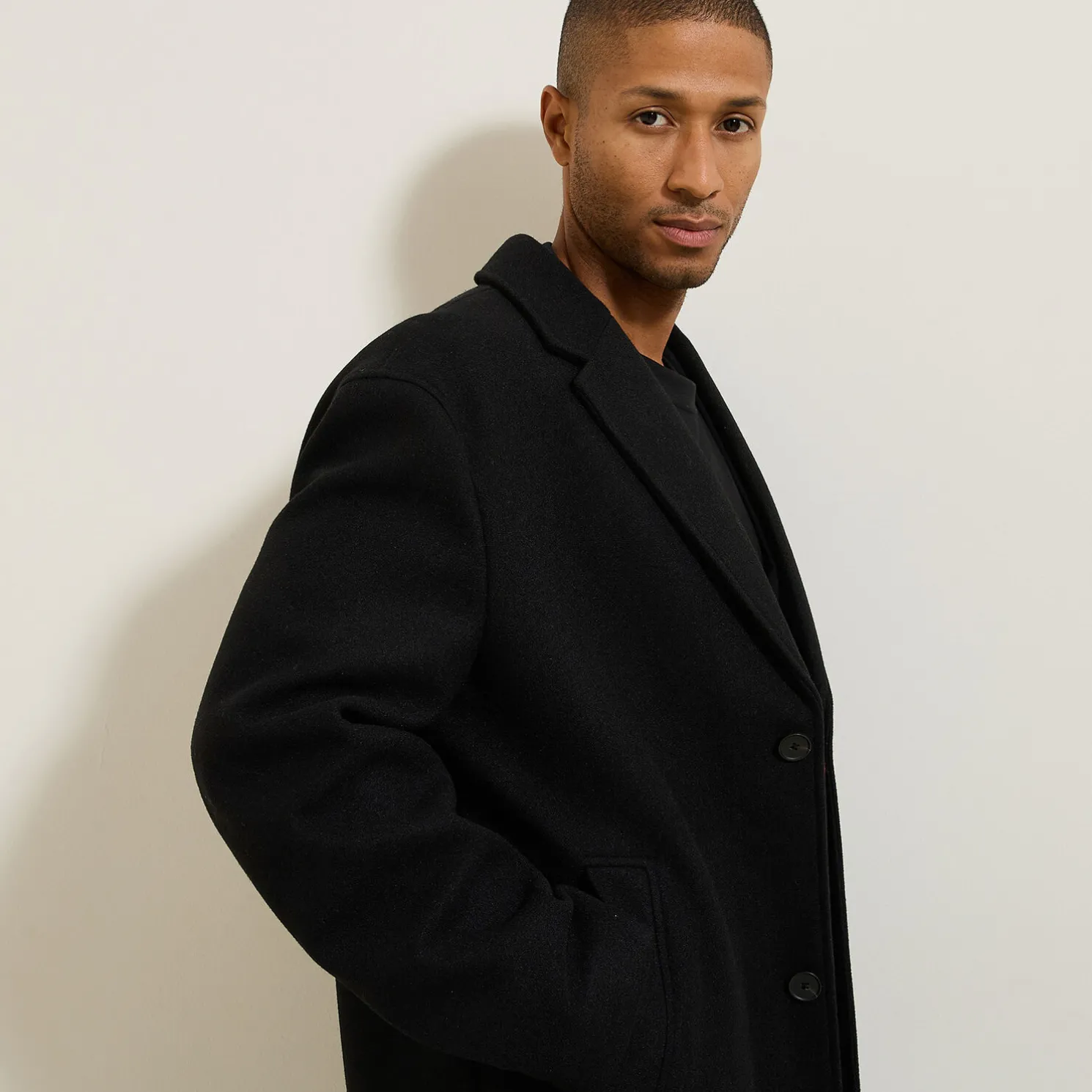 Lange wintermantel met reverskraag