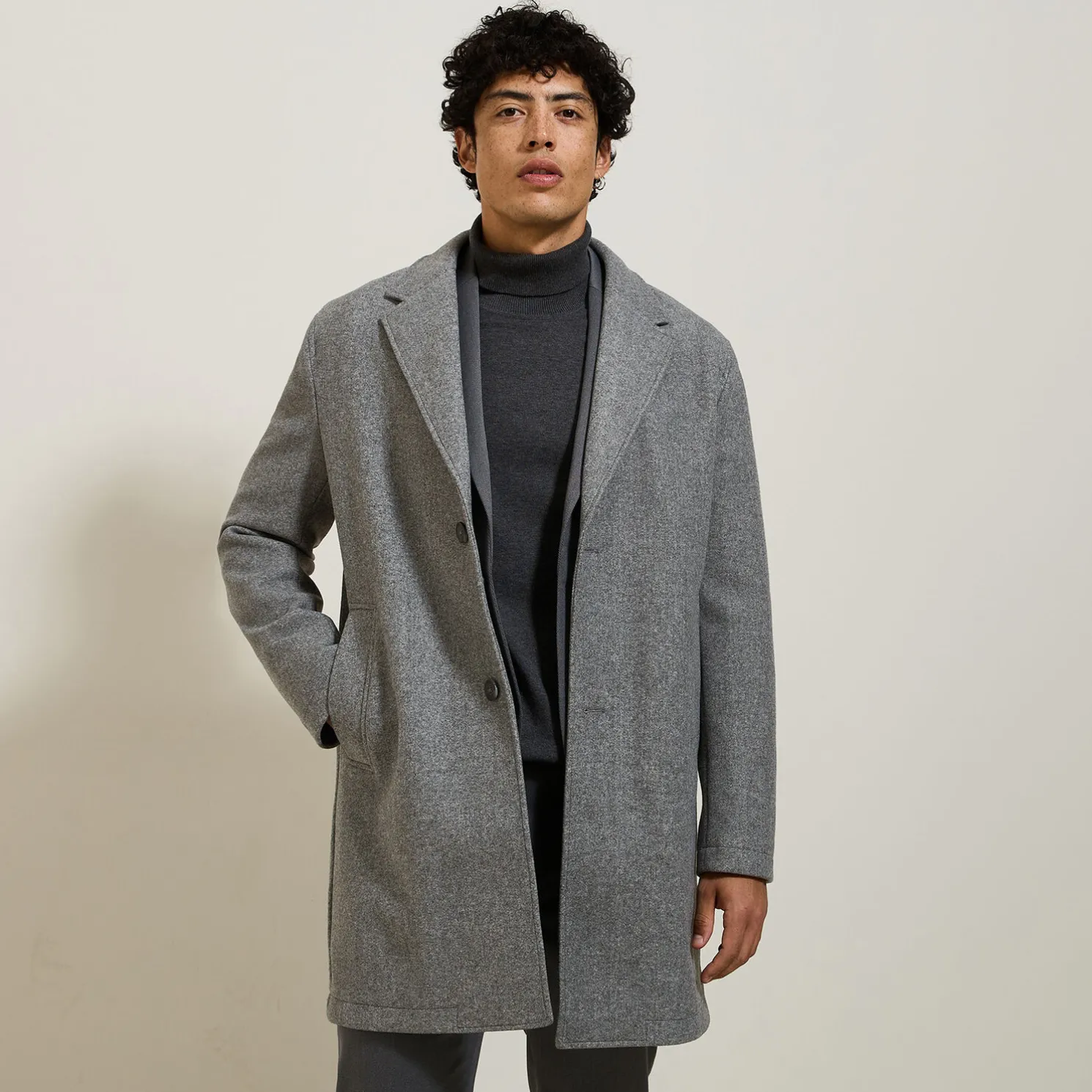 Lange wintermantel met reverskraag