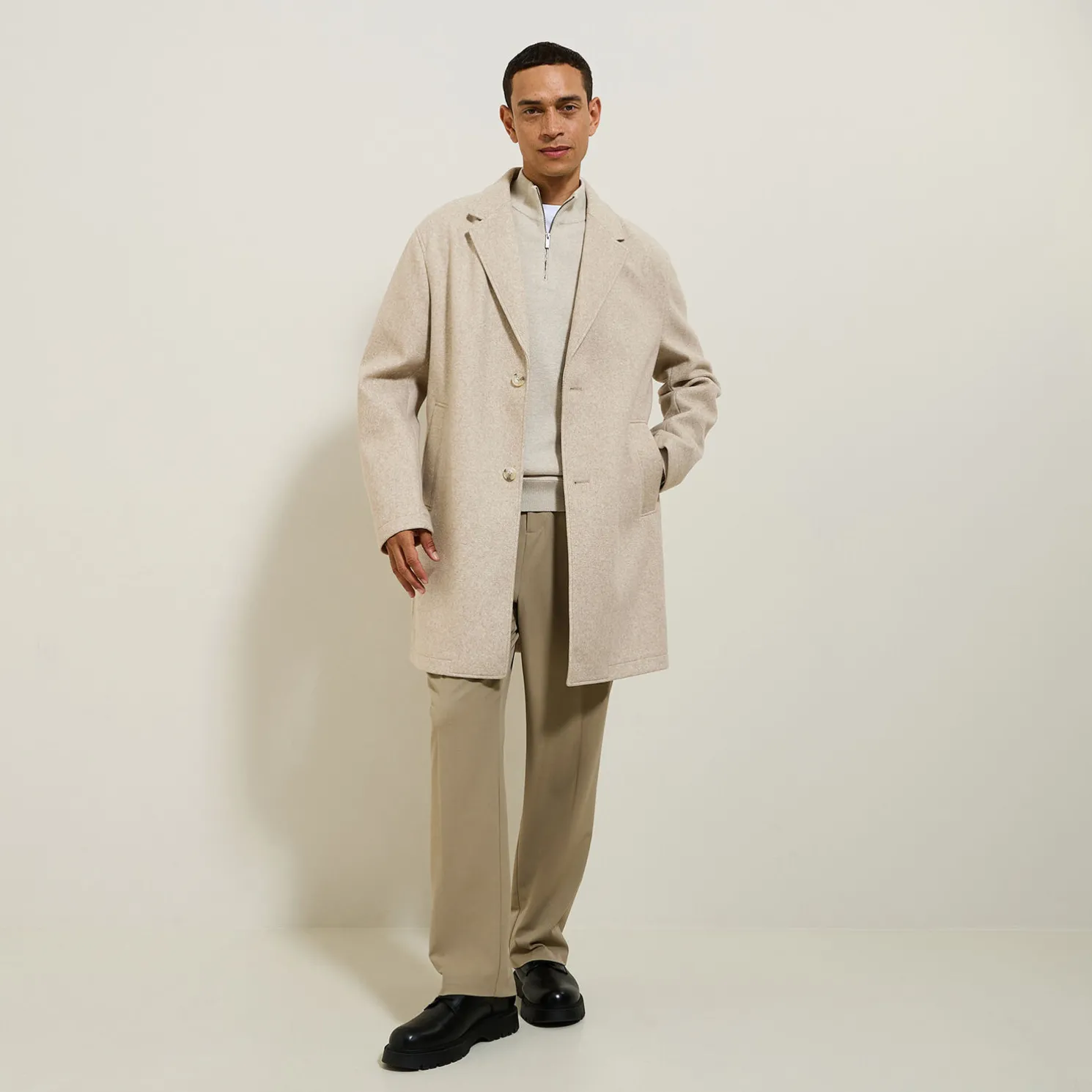 Lange wintermantel met reverskraag